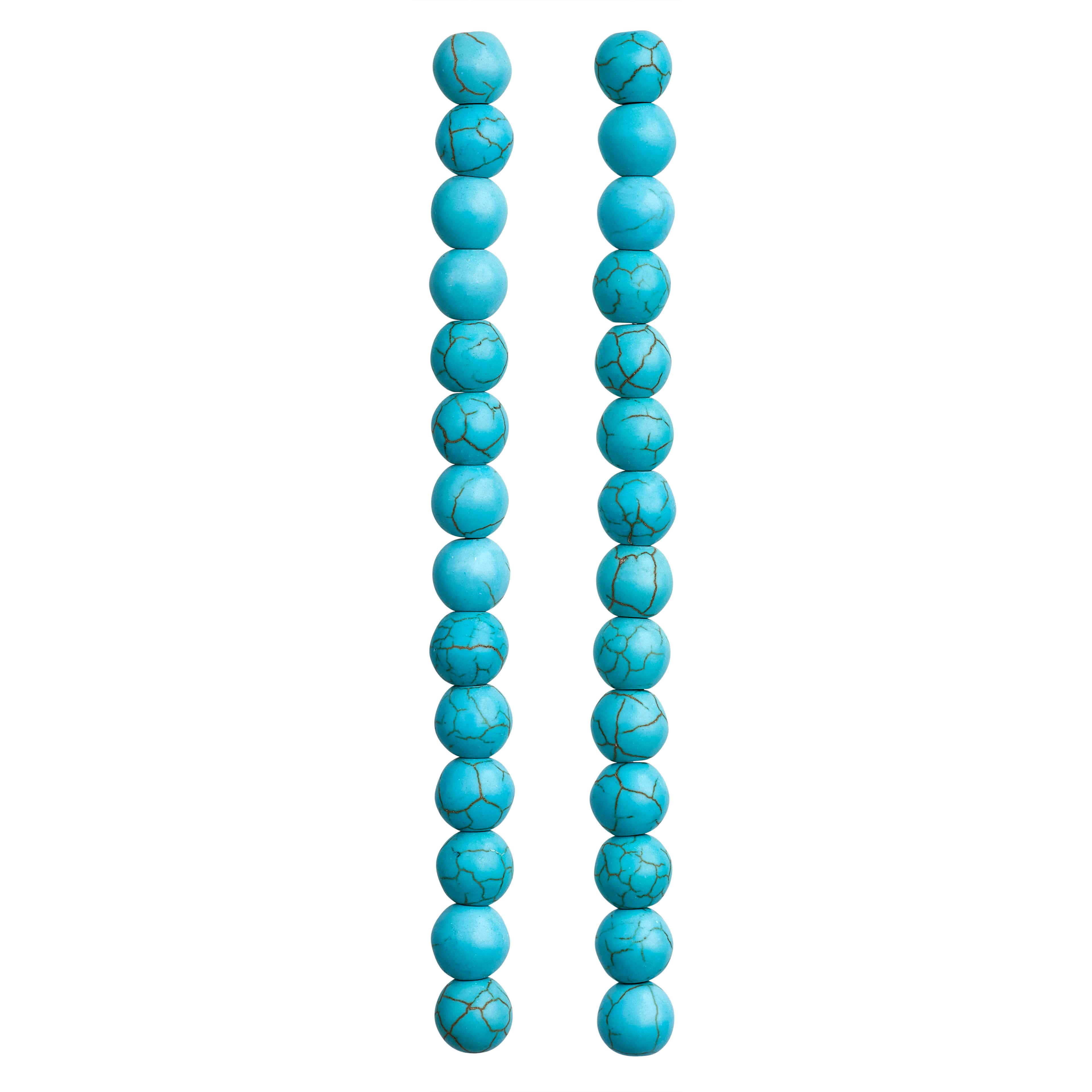 12 Pack:  Turquoise Dyed Howlite Round Beads, 8mm by Bead Landing&#x2122;