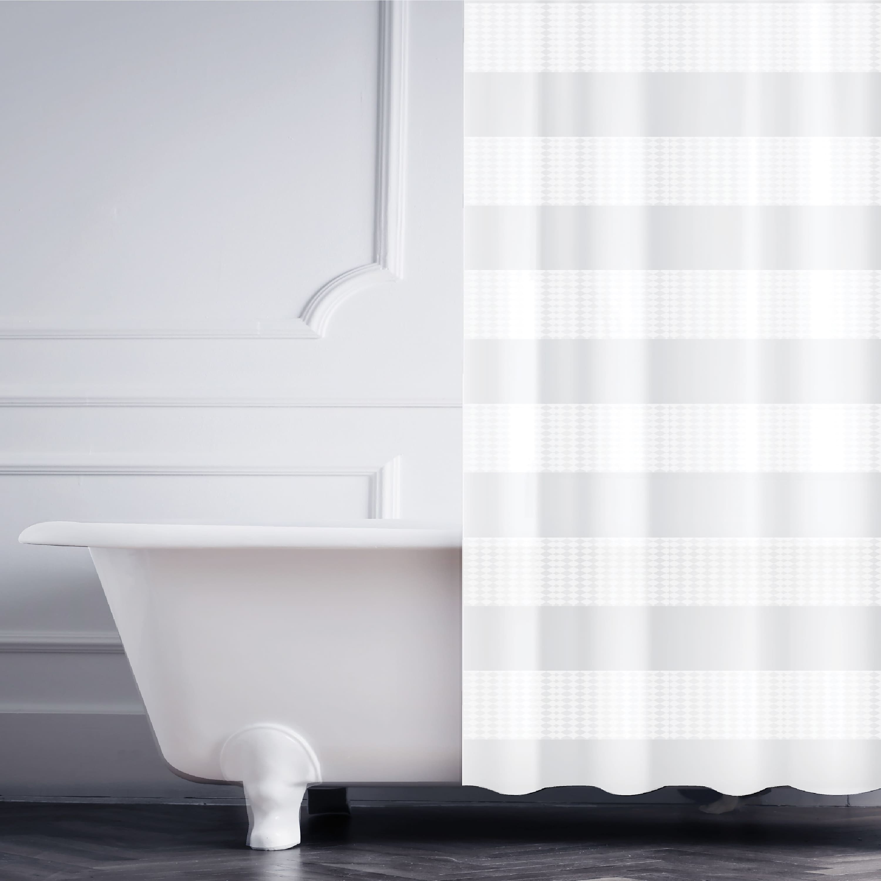 Elle D&#xE9;cor White Jacquard Weave Shower Curtain