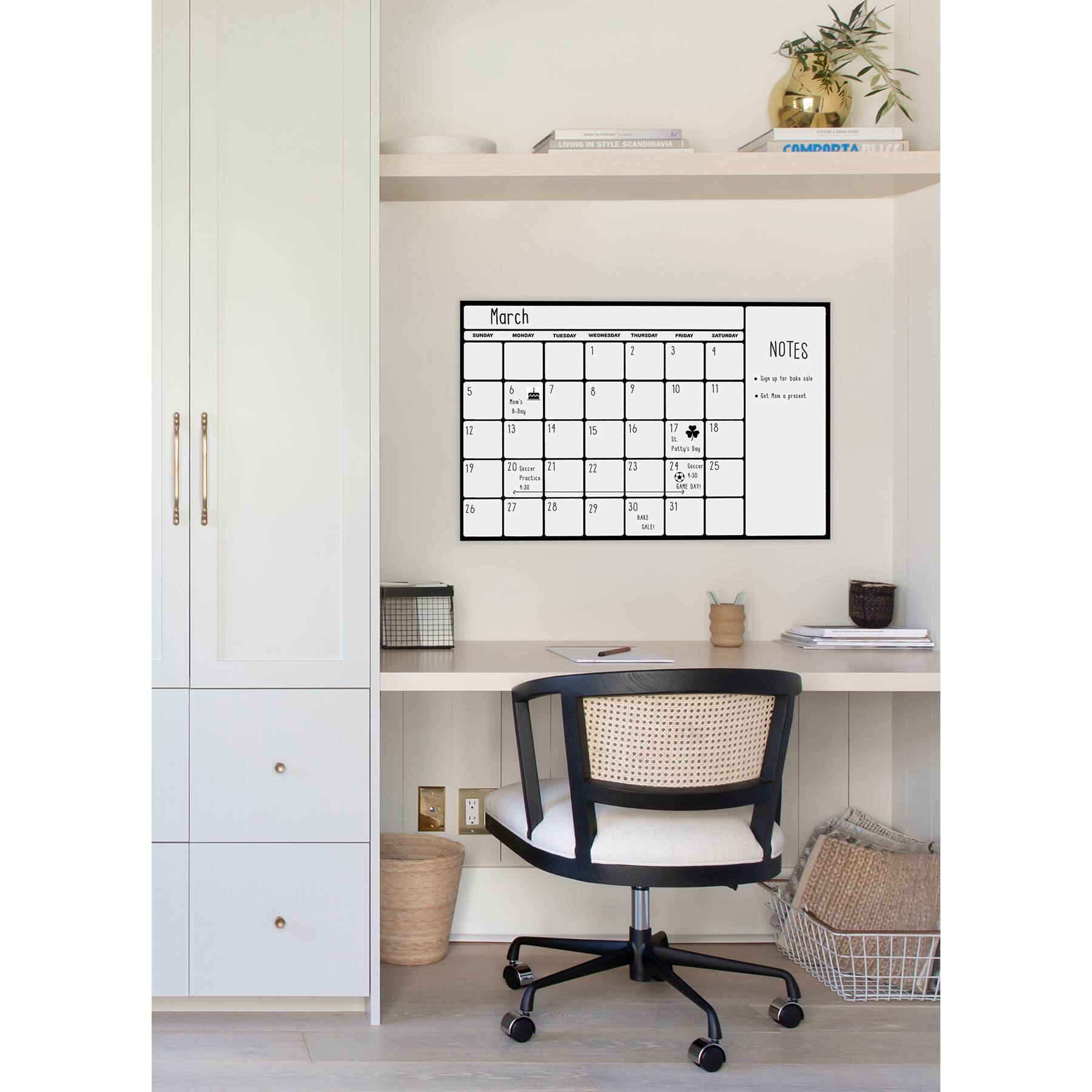 WallPops Black & White Dry Erase Calendar