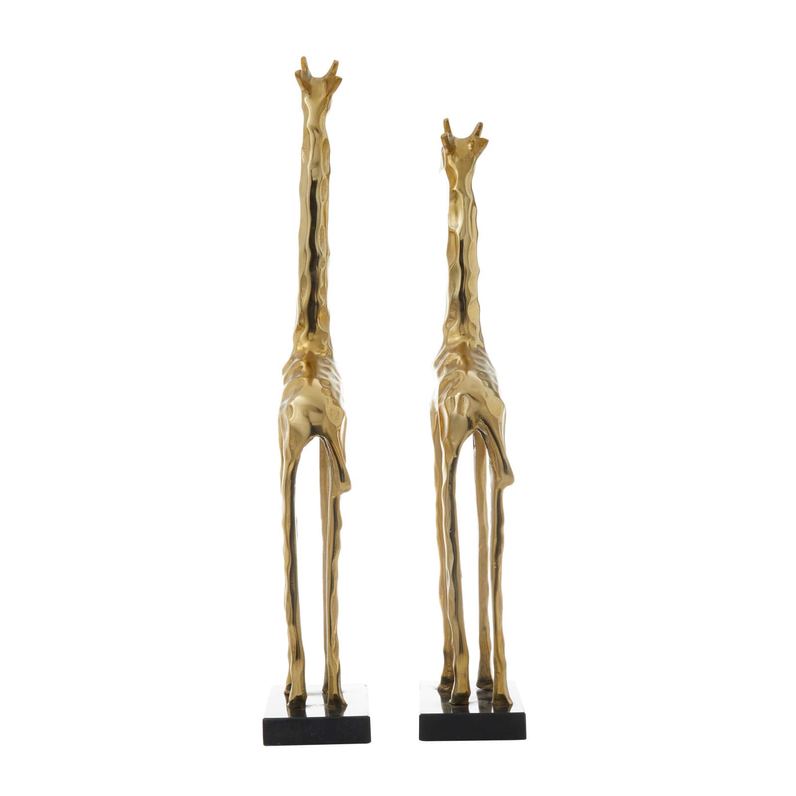 27&#x22; Gold Aluminum Giraffe Sculpture Set
