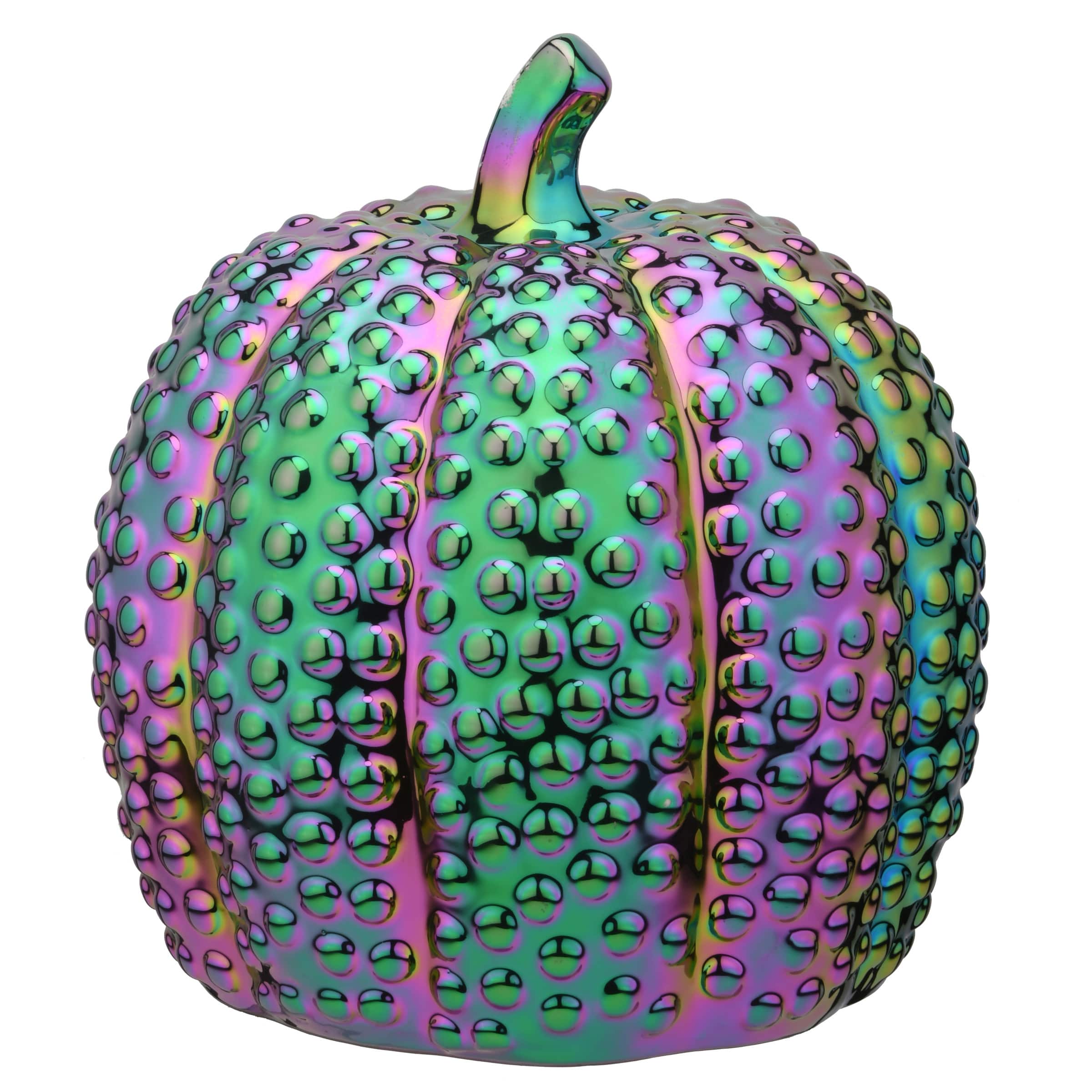 10" Purple Iridescent Pumpkin Décor