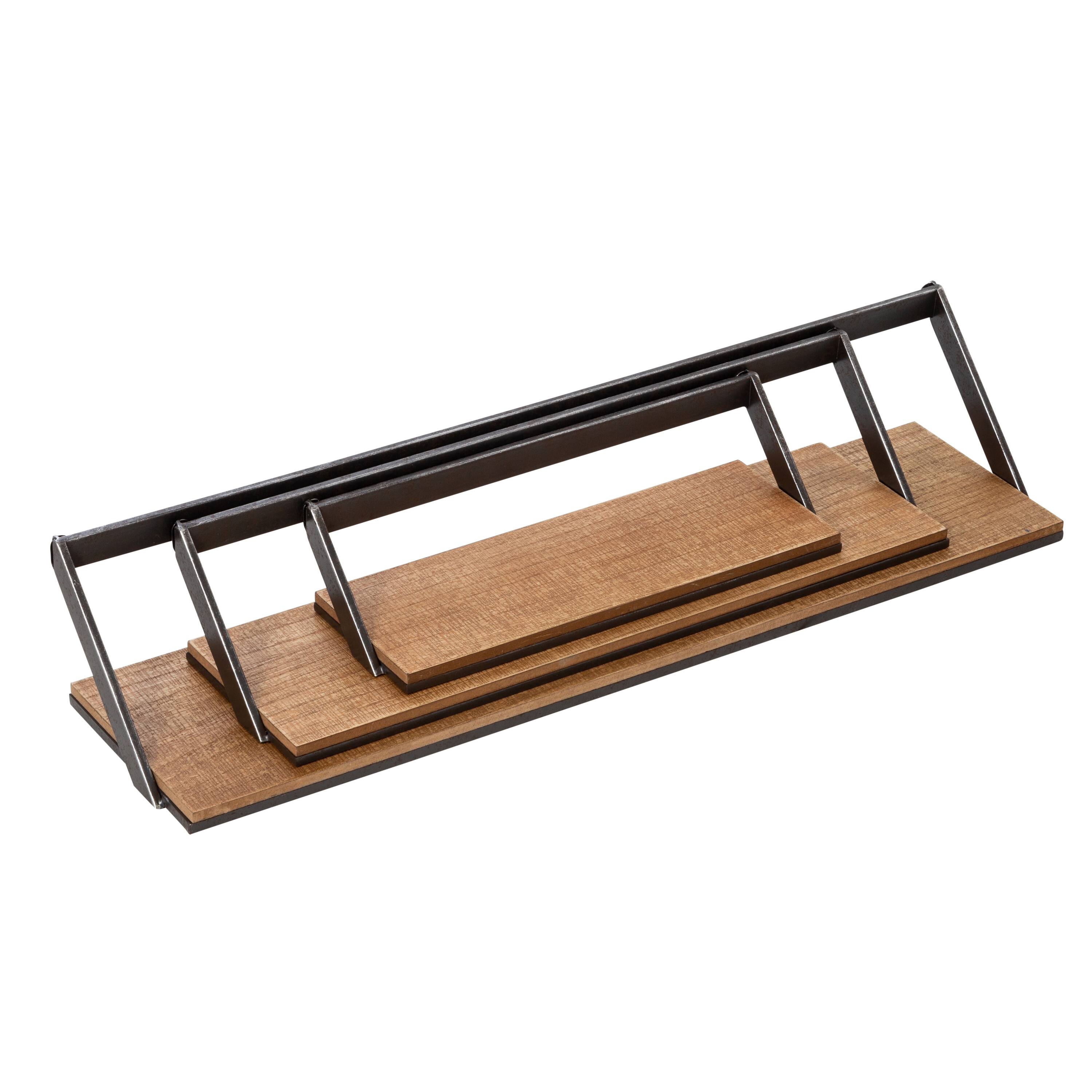 Honey Can Do Floating Decorative Metal & Wood Wall Shelves, 3ct.