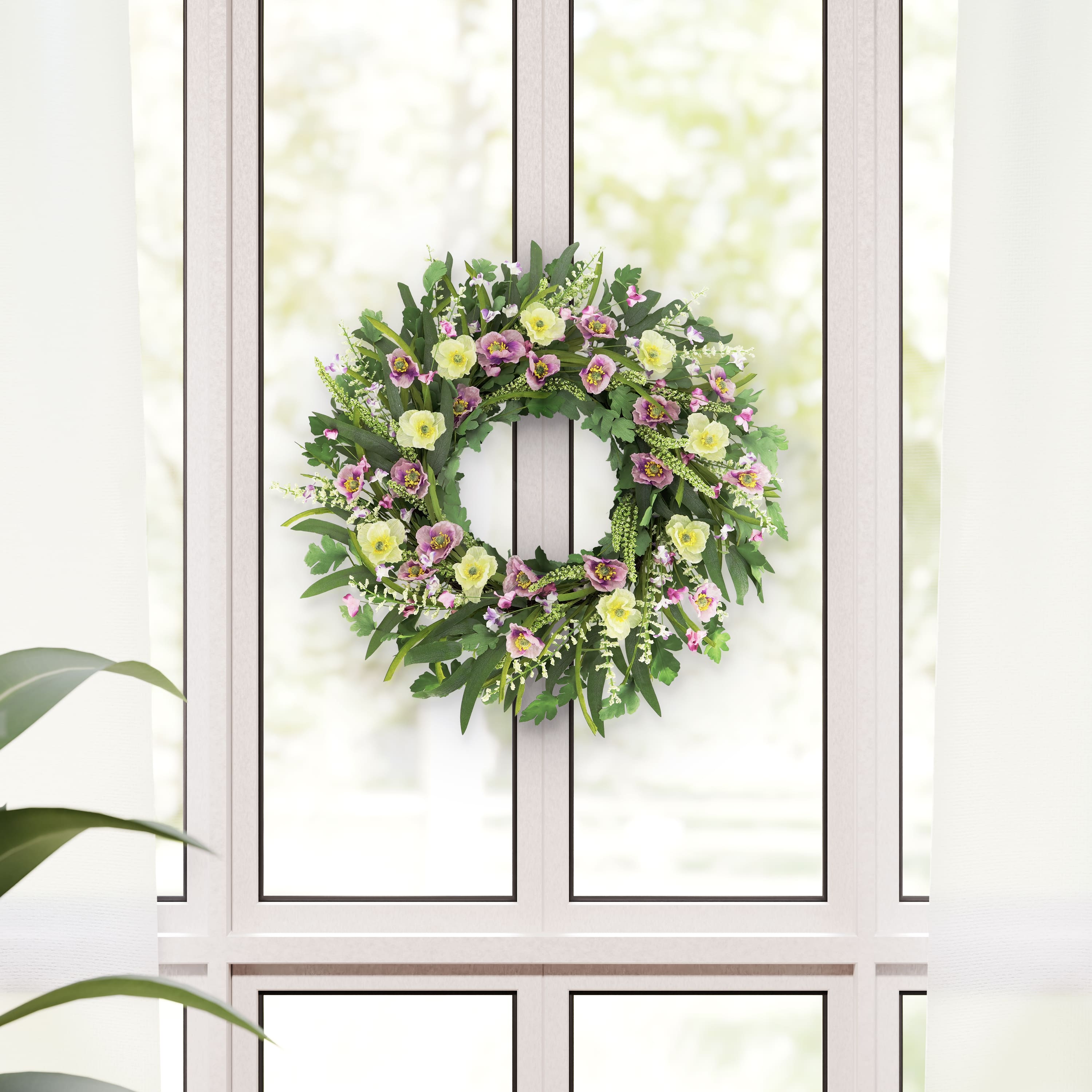 24&#x22; Artificial Poppy Spring Wreath