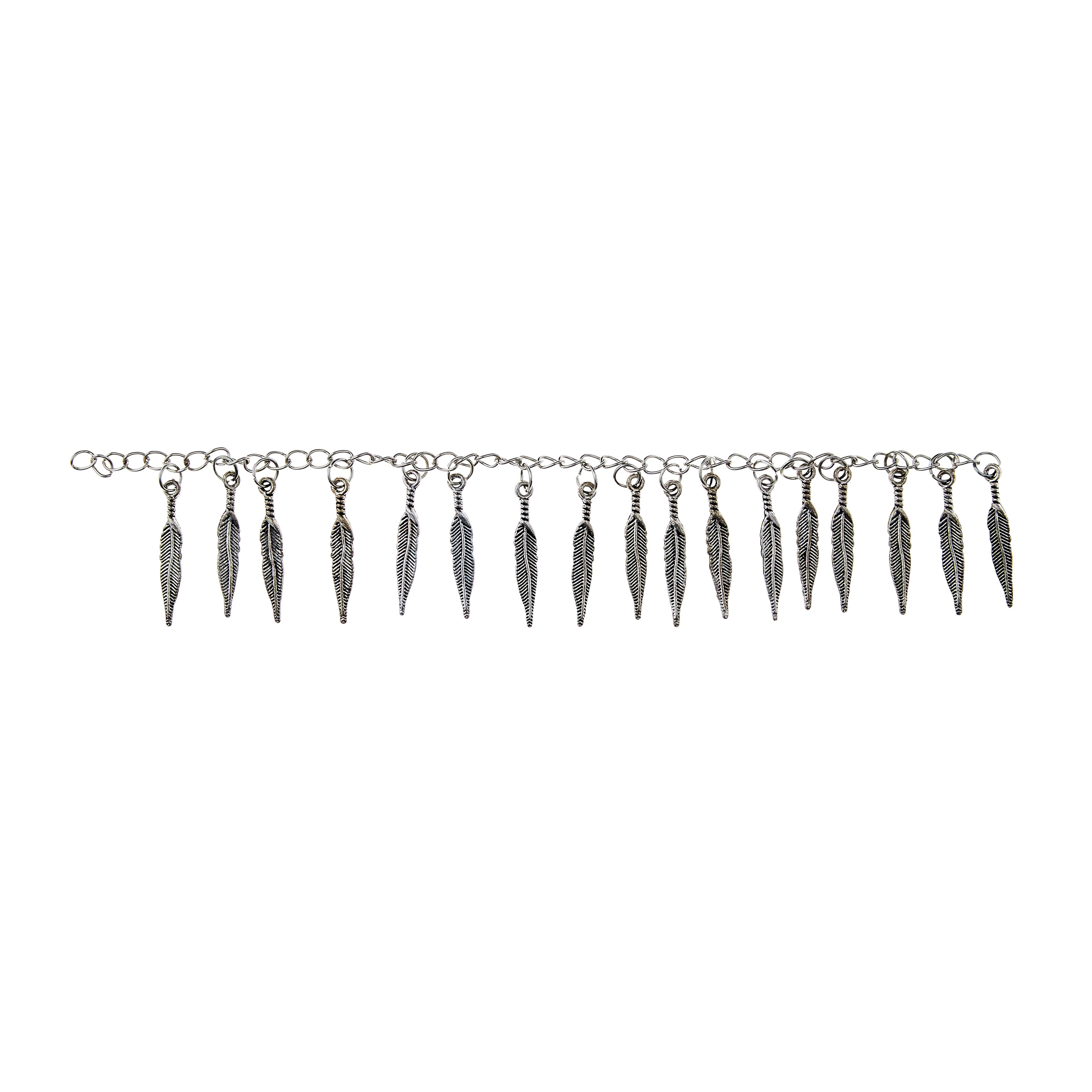 12 Pack:  Silver Plated Feather Charms, 25mm by Bead Landing™