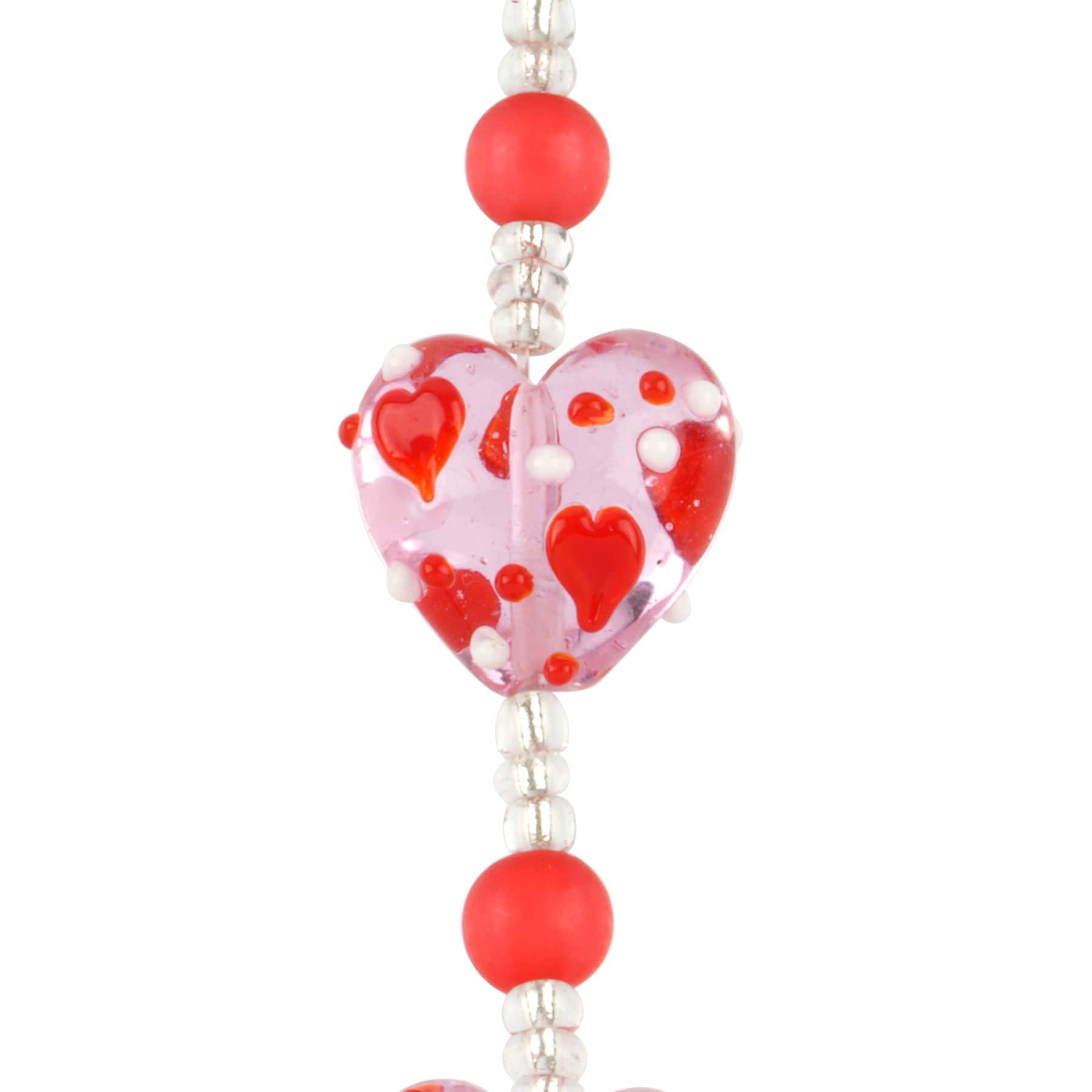 Red Heart Beads Handmade Glass Beads Lampwork Lentil White Red Beads for  Jewelry Making 4pc 