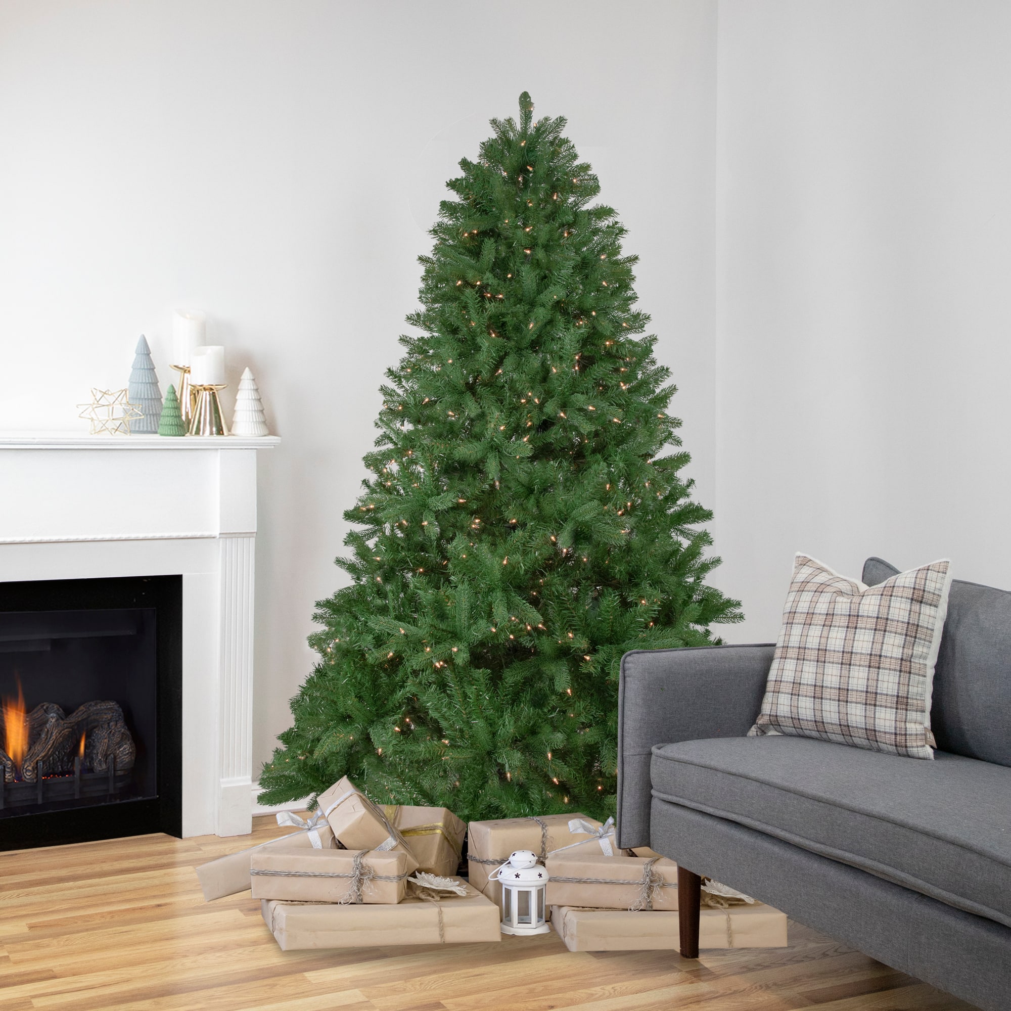 6.5ft. Pre-Lit Full Sierra Noble Fir Artificial Christmas Tree, Clear Lights