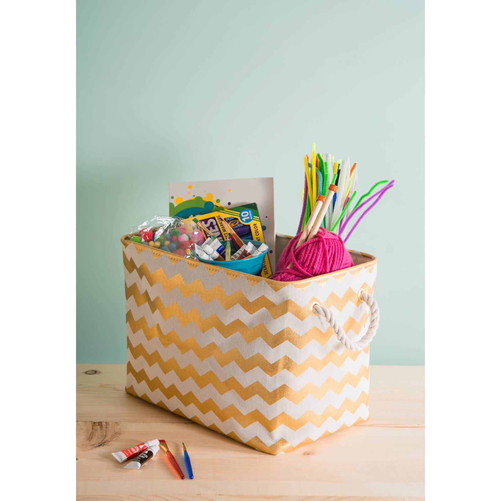 Large Polyester Chevron Rectangle Bin