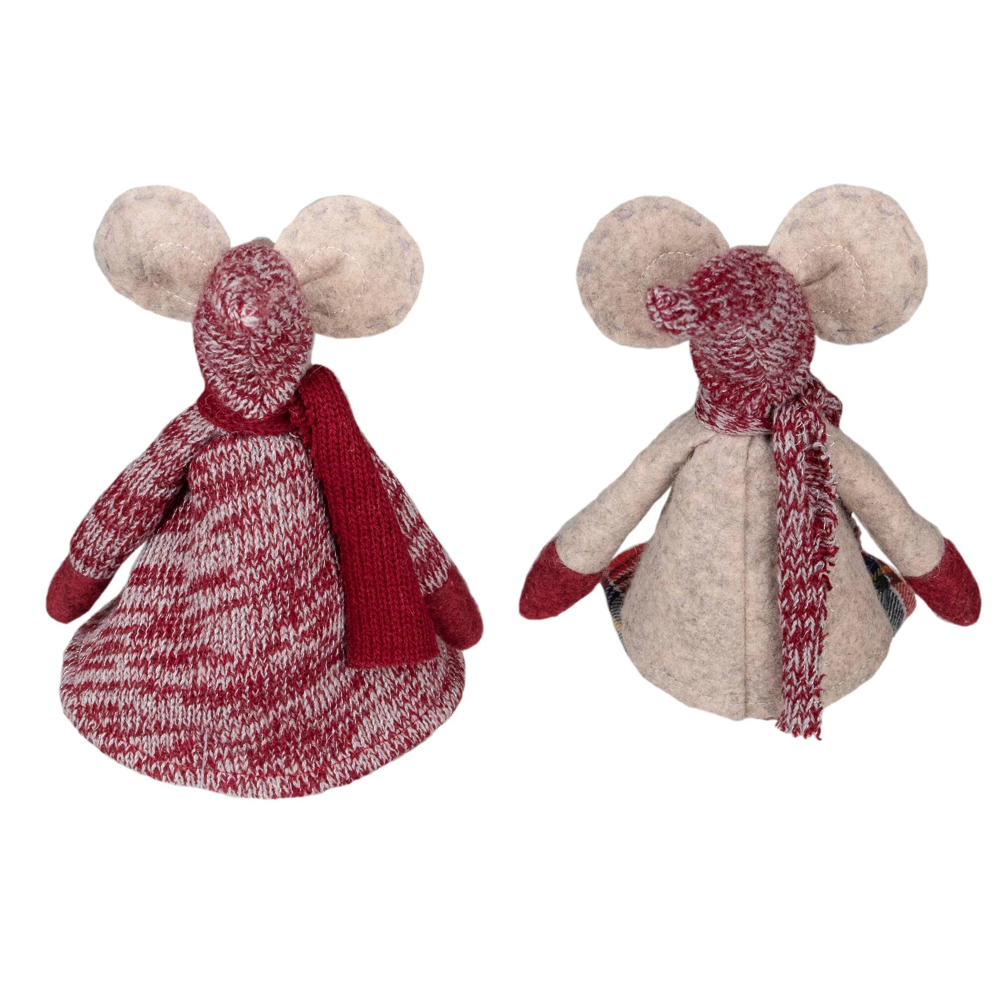17&#x22; Boy &#x26; Girl Sitting Plush Christmas Mice Figure Set