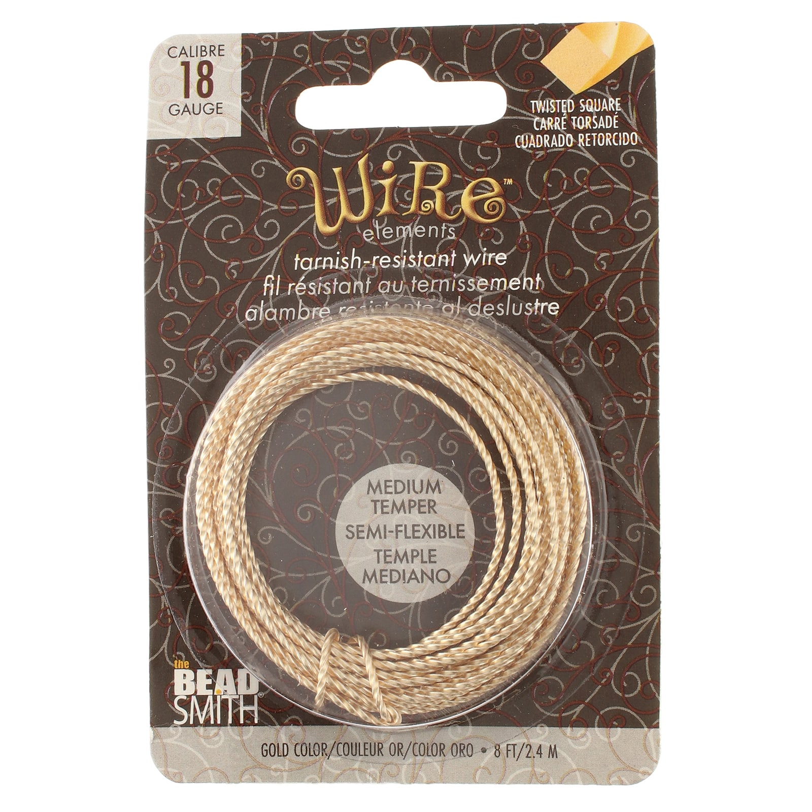 The Beadsmith® Wire Elements™ 18 Gauge Tarnish Resistant Medium Temper  Twisted Square Wire, 8yd., Michaels