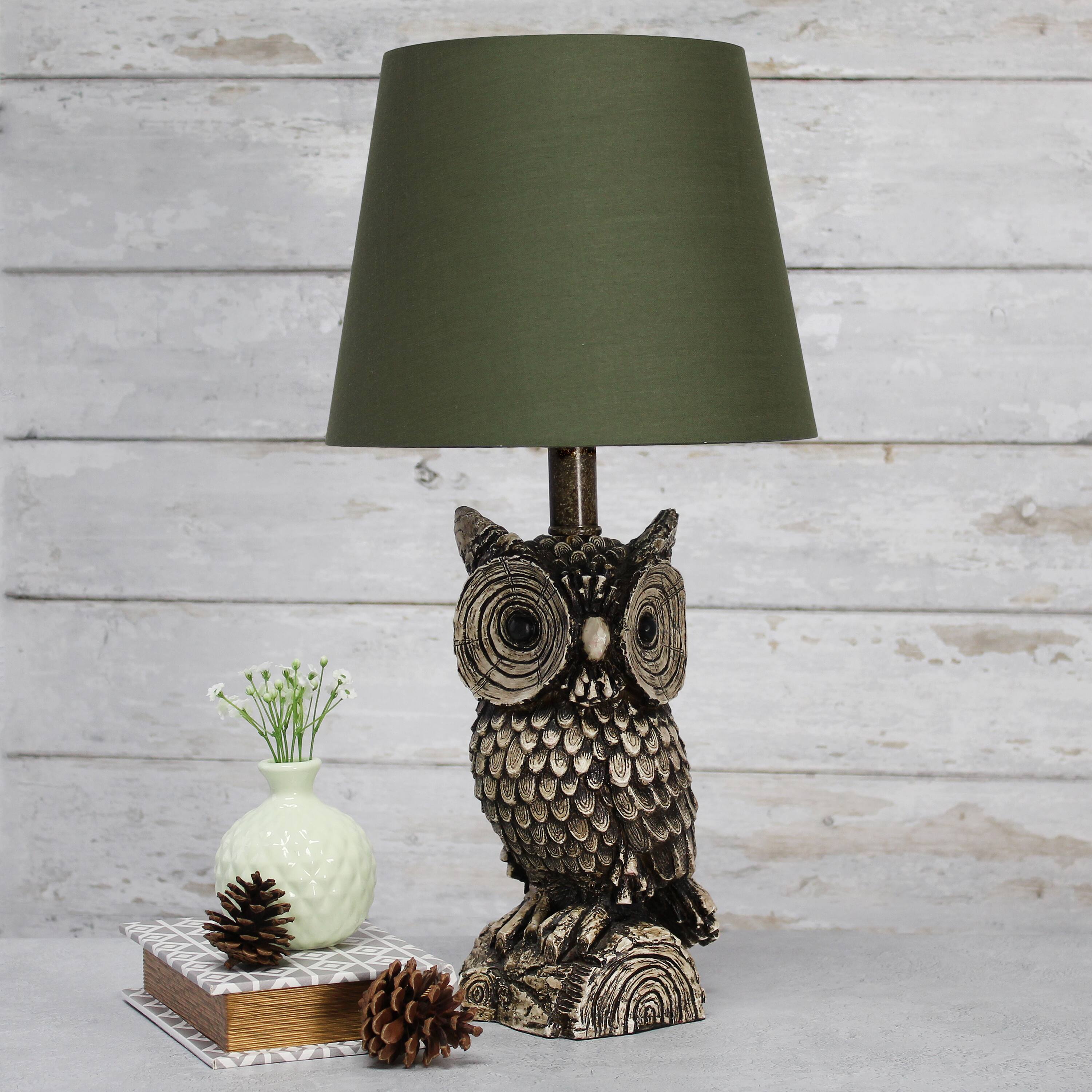 Simple Designs&#x2122; 20&#x22; Brown and White Owl Table Lamp with Shade