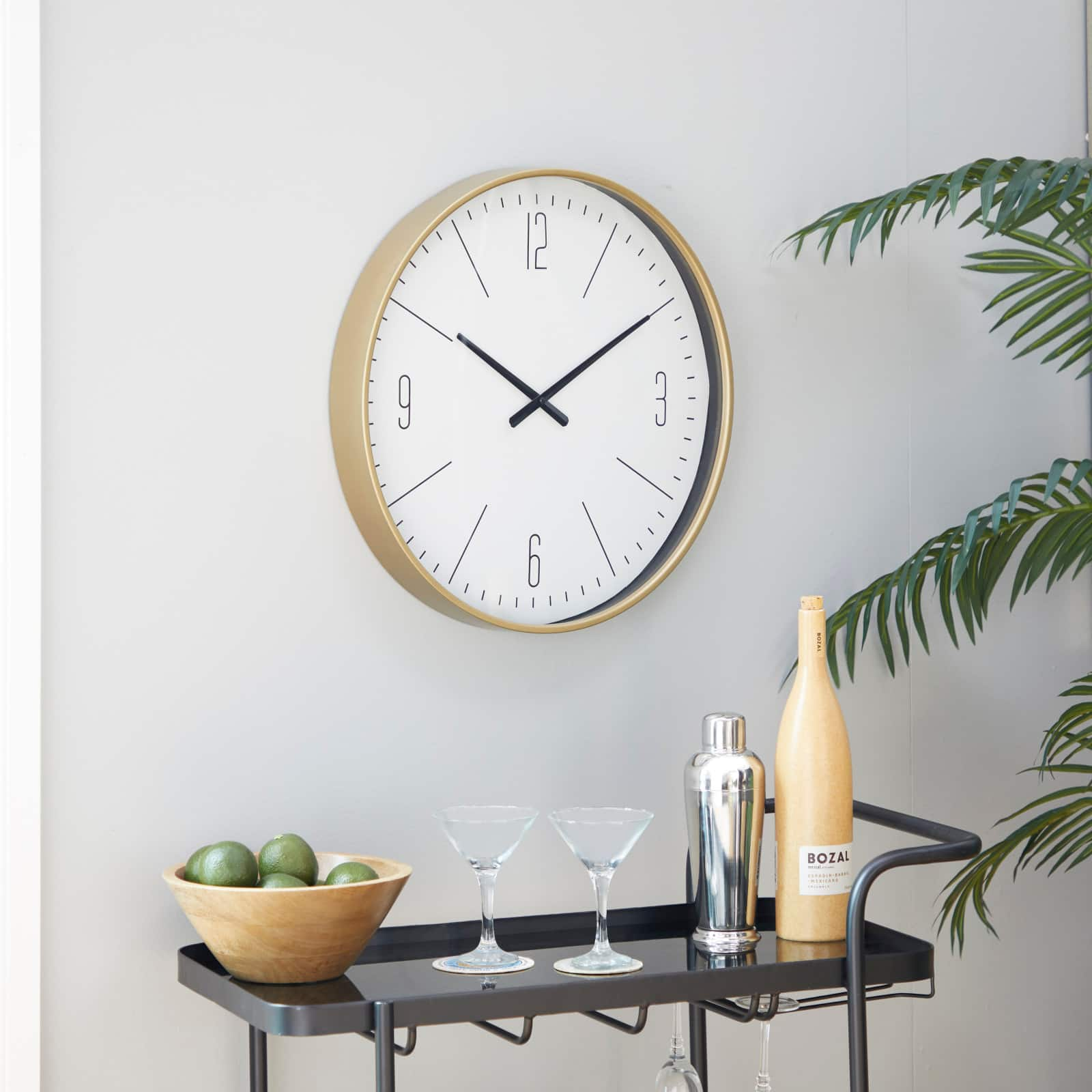 White Glass Contemporary Wall Clock, 20&#x22; x 20&#x22; x 2&#x22;