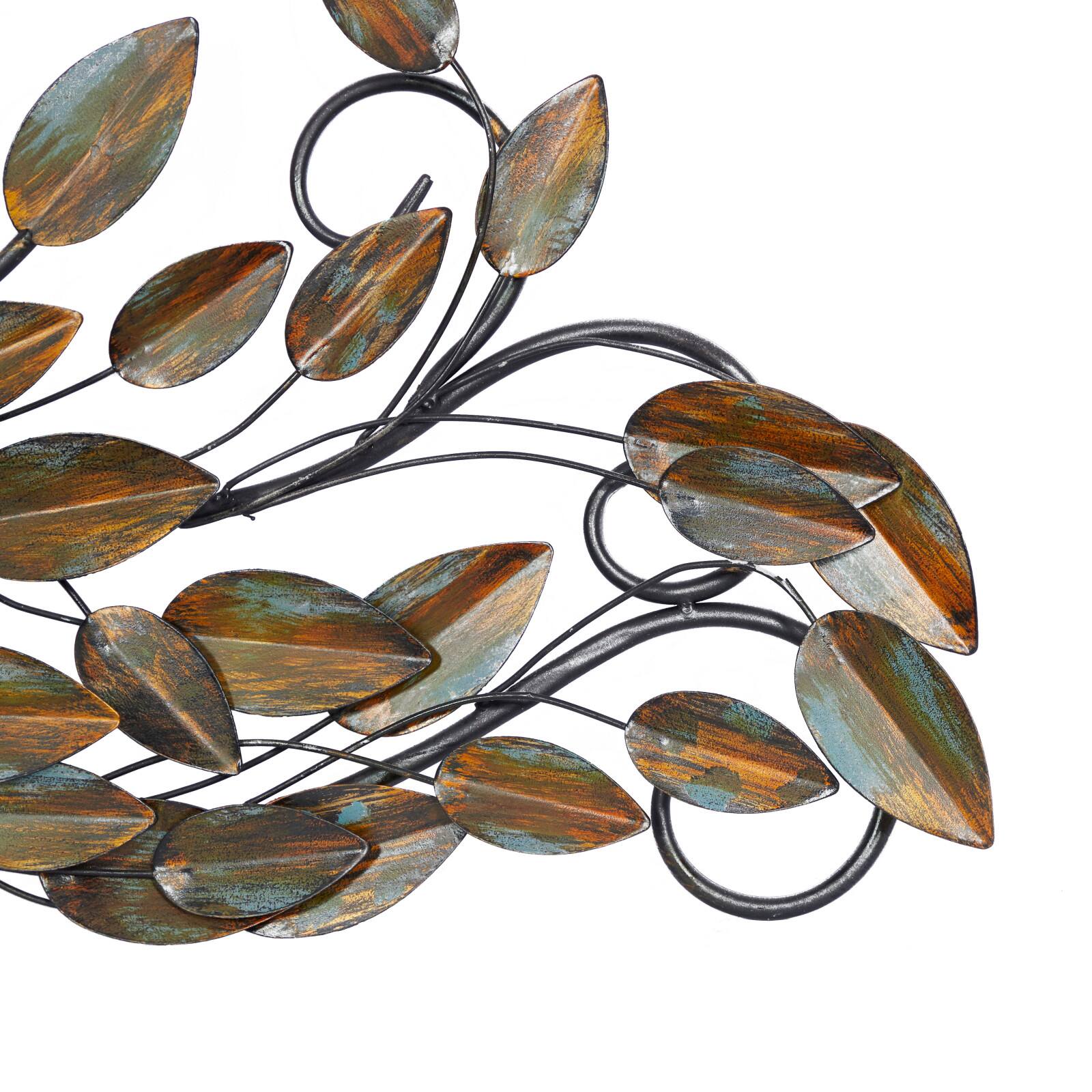 Brown Metal Leaf Foliage Wall Accent