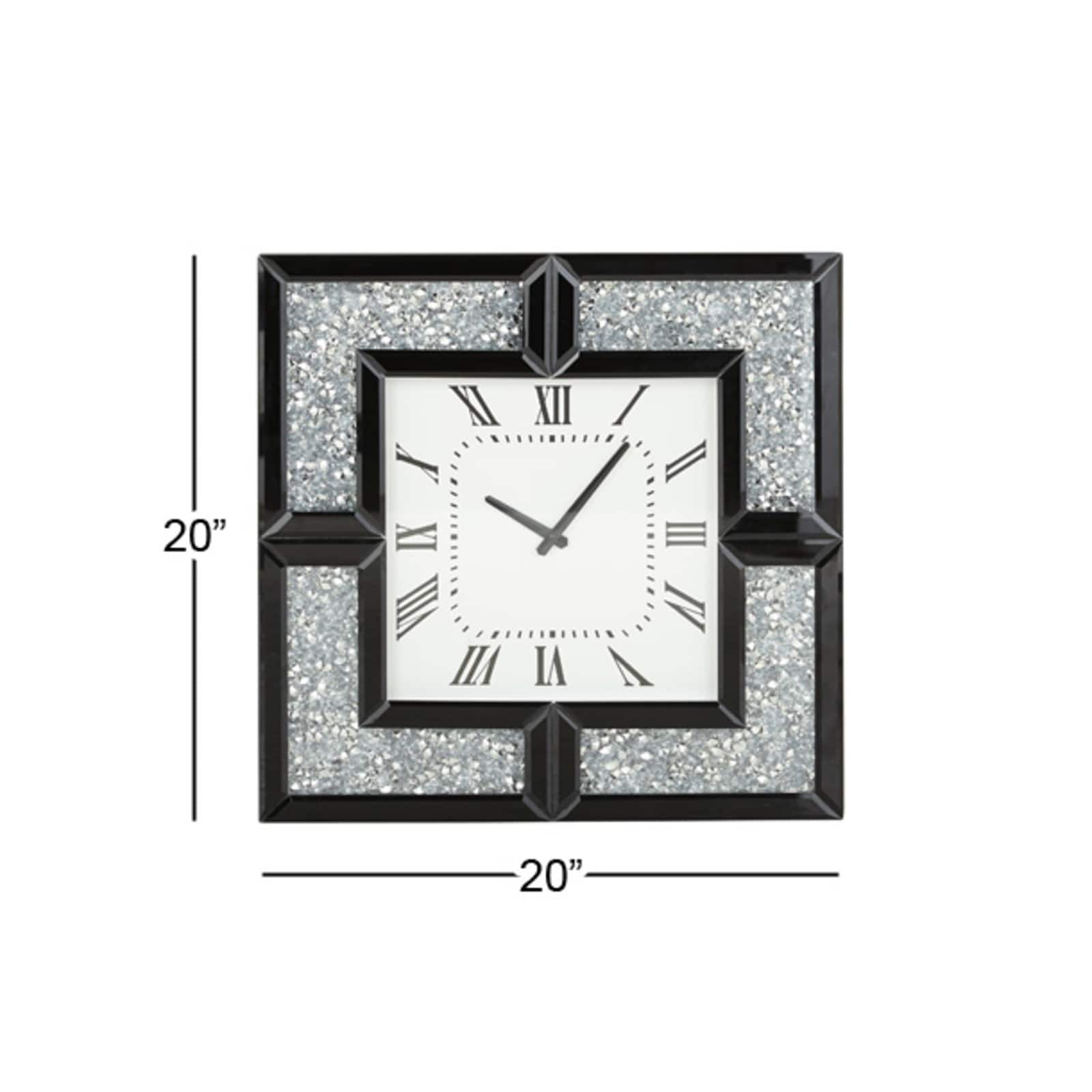 20&#x22; Black Wood Glam Wall Clock