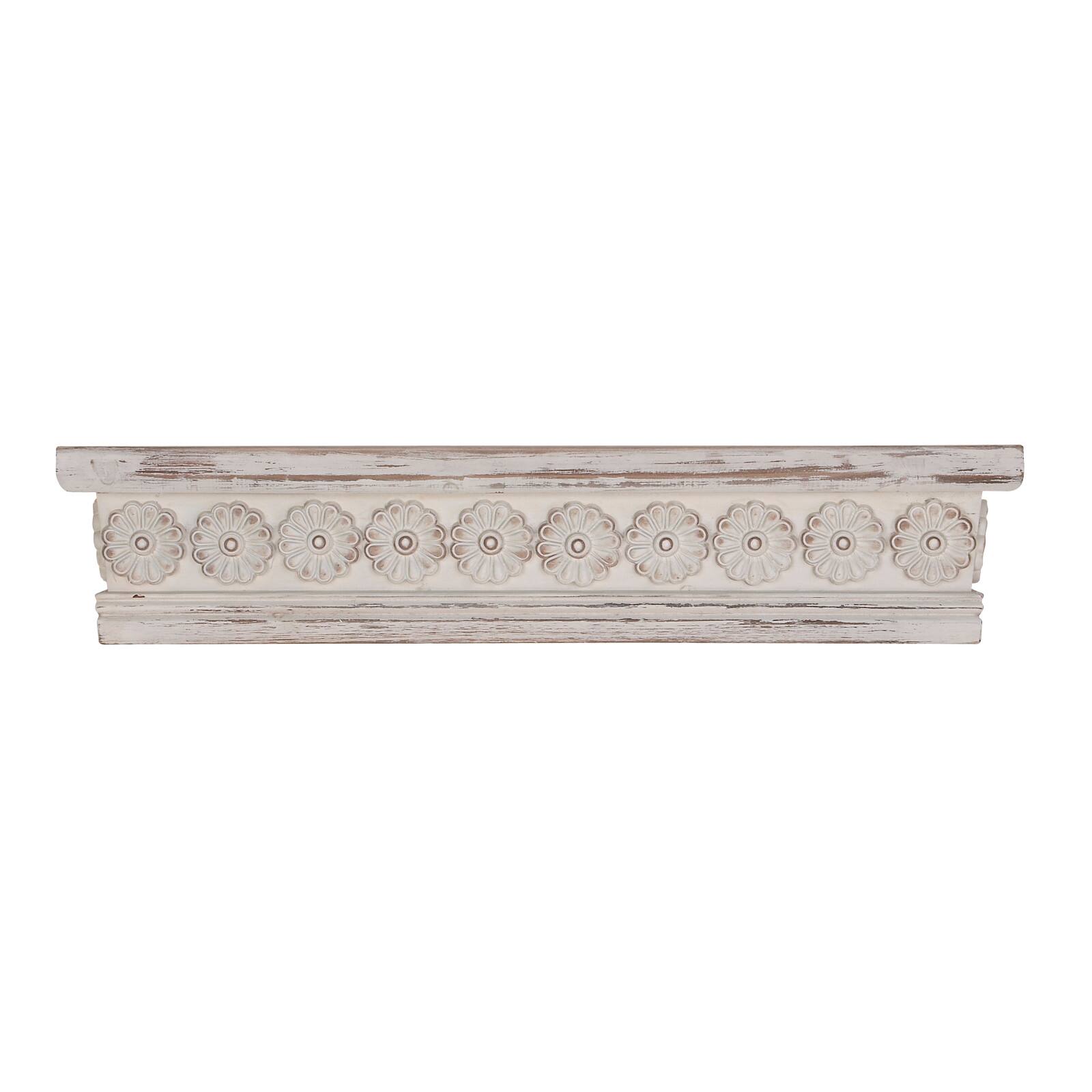 White Chinese fir wood Vintage Wall Shelf, 6" x 28" x 5"