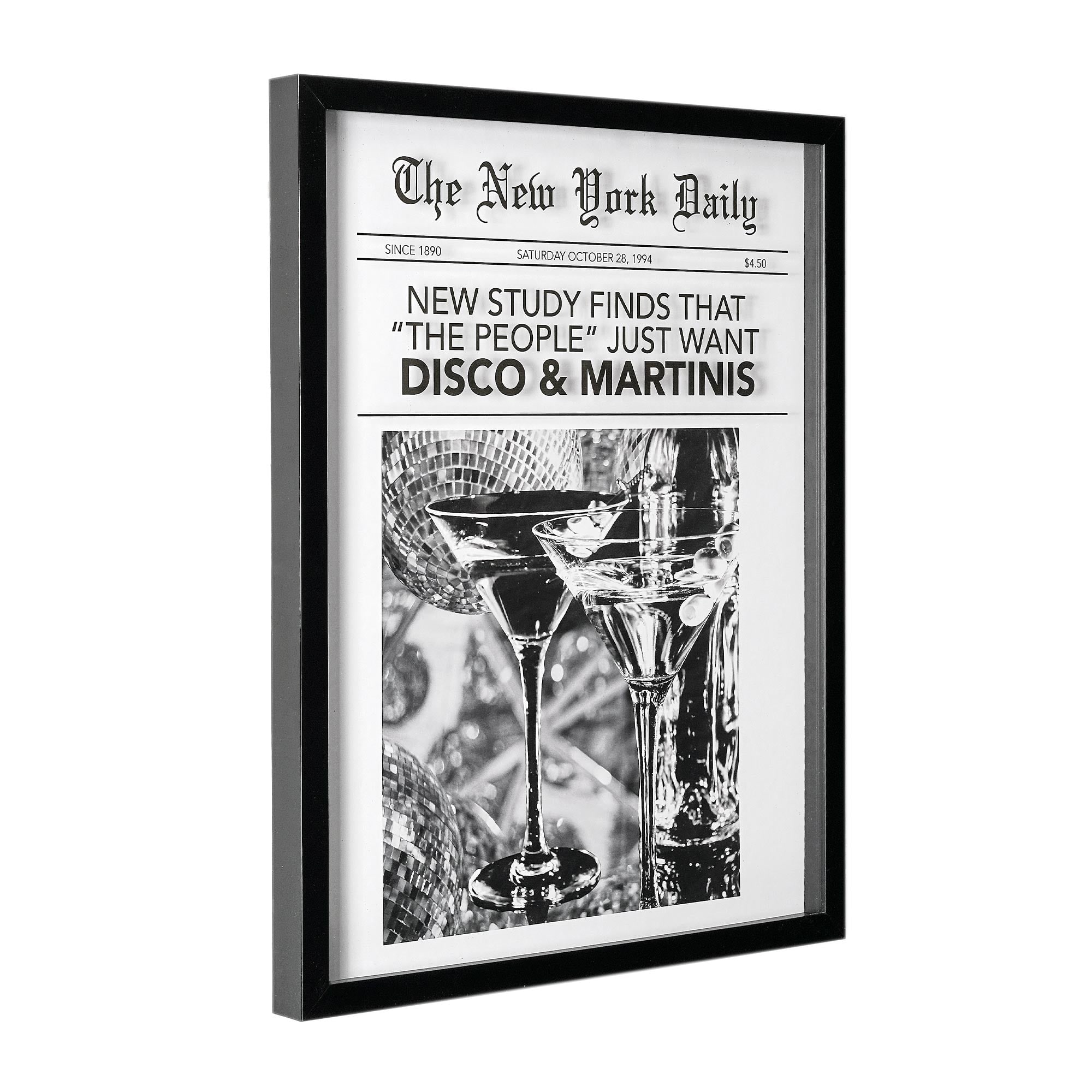 American Art Decor New York Daily Printed Glass Framed Wall Decor