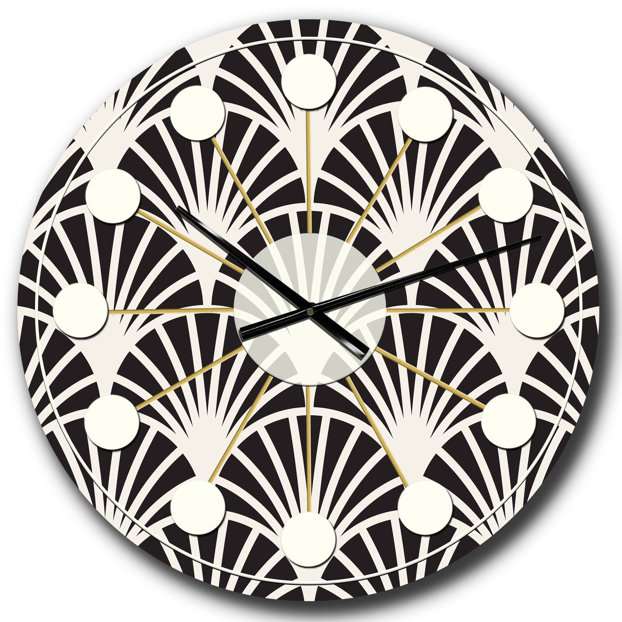 Designart 'Retro Art Deco Waves I Mid-Century Modern Wall Clock