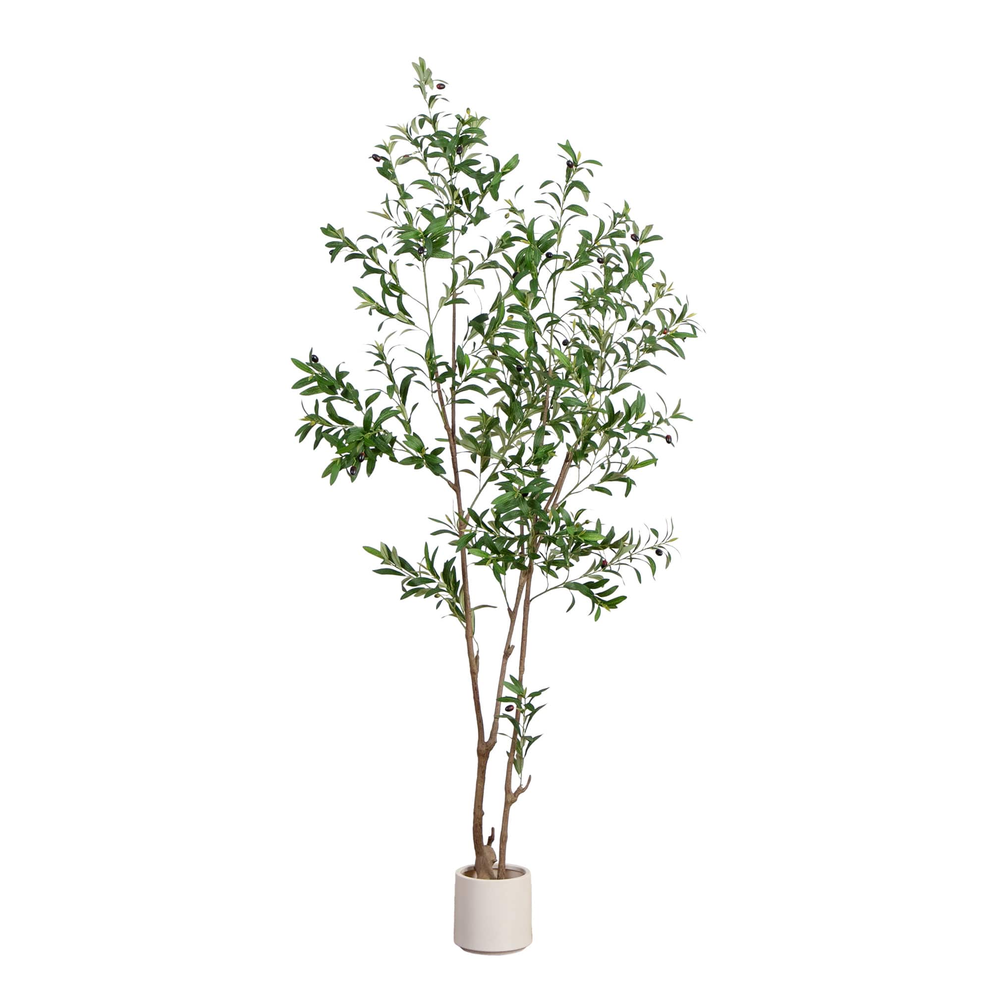 Artificial Minimalist Olive Tree in White Decorative Planter