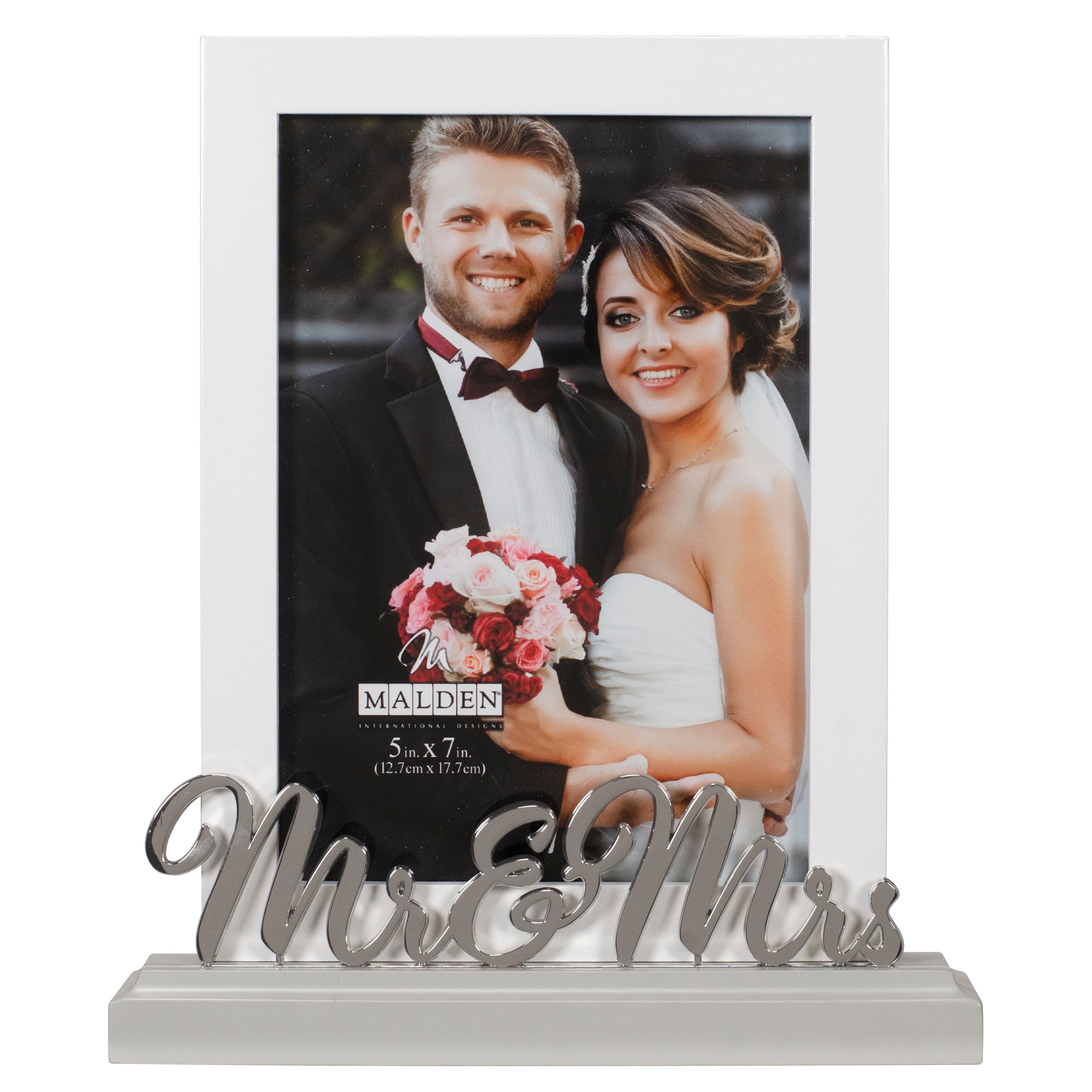 Malden International Designs Mr. & Mrs. 5" x 7" Platform Wedding Photo Frame