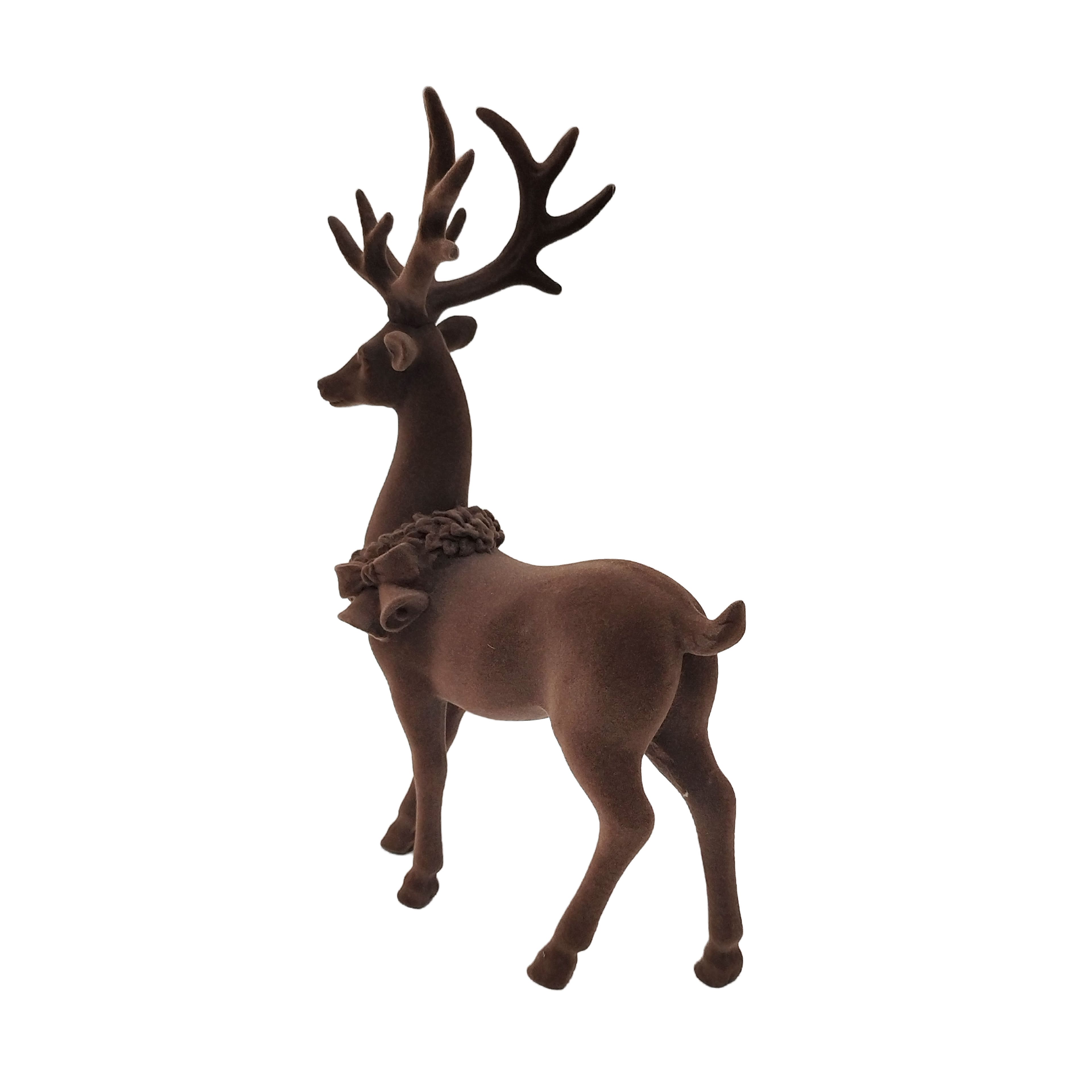 12.75&#x22; Flocked Standing Deer D&#xE9;cor by Ashland&#xAE;