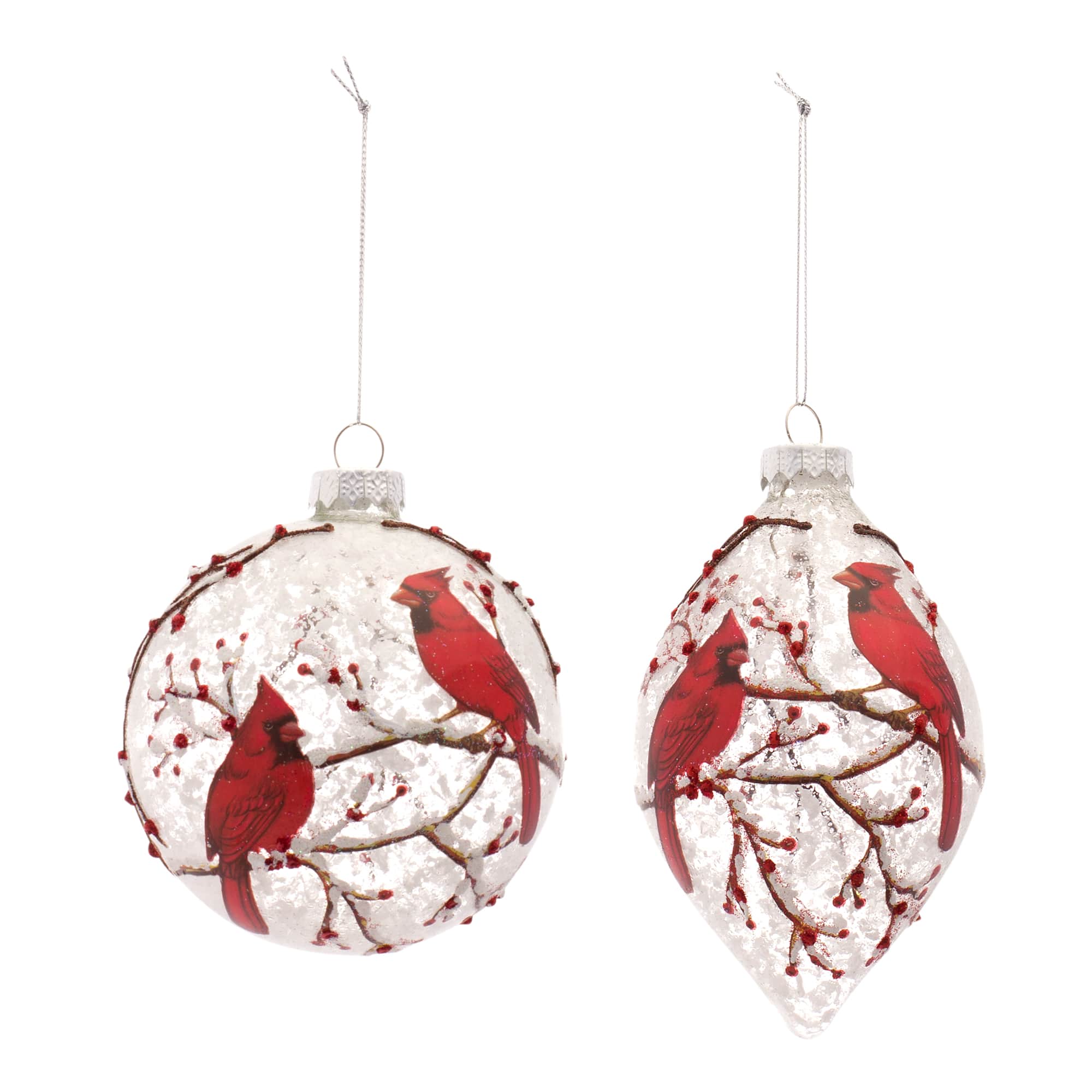 Cardinal Glass Ornament Set