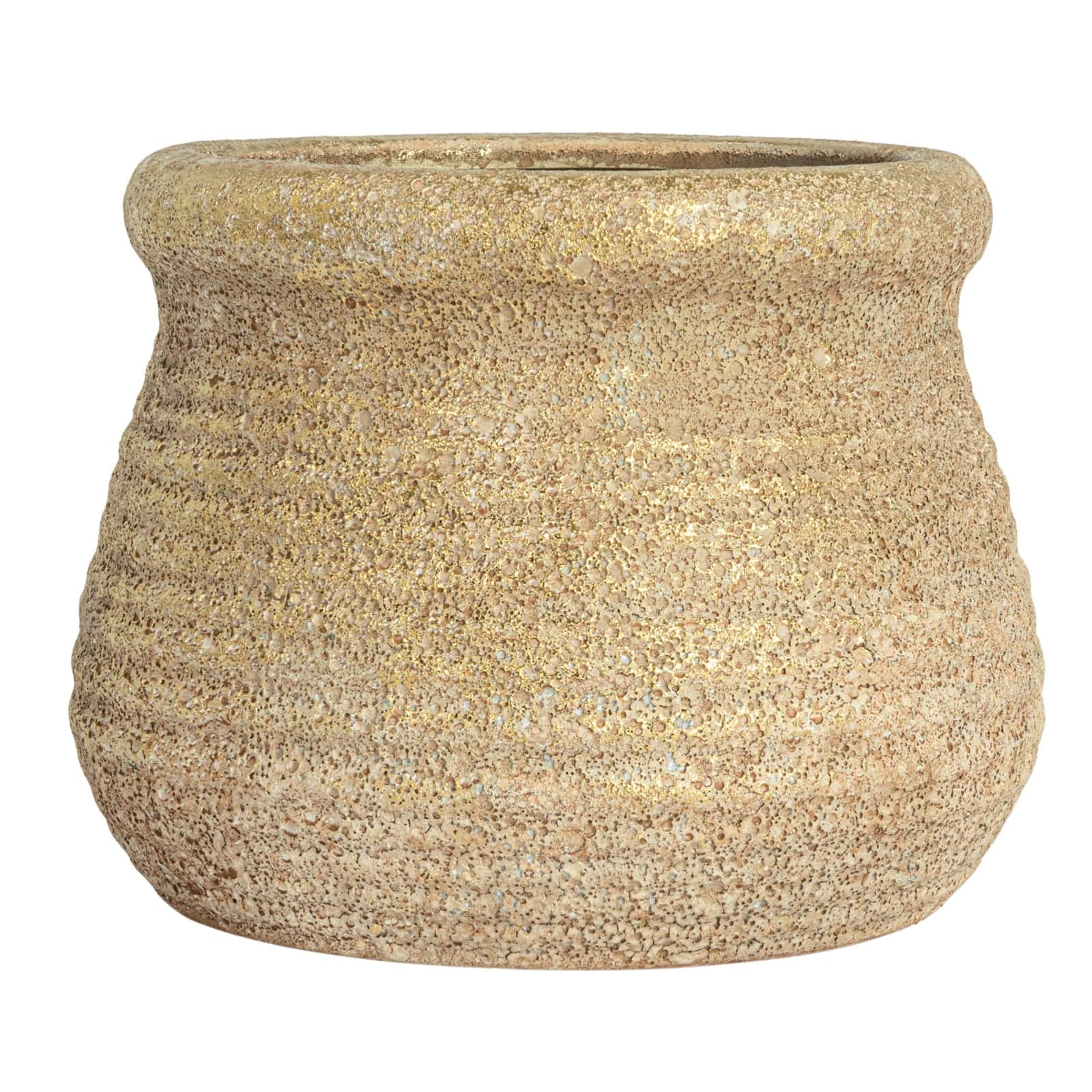 Hello Honey&#xAE; 5.75&#x22; Gold Round Volcano Terra Cotta Planter