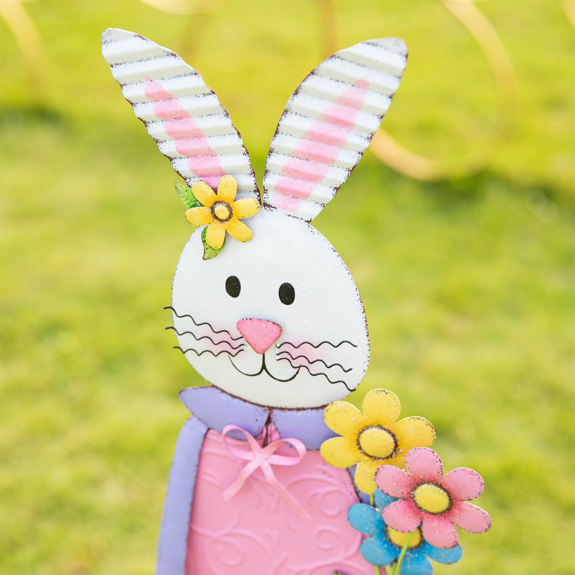 Glitzhome&#xAE; 36&#x22; Easter Bunny Girl Metal D&#xE9;cor