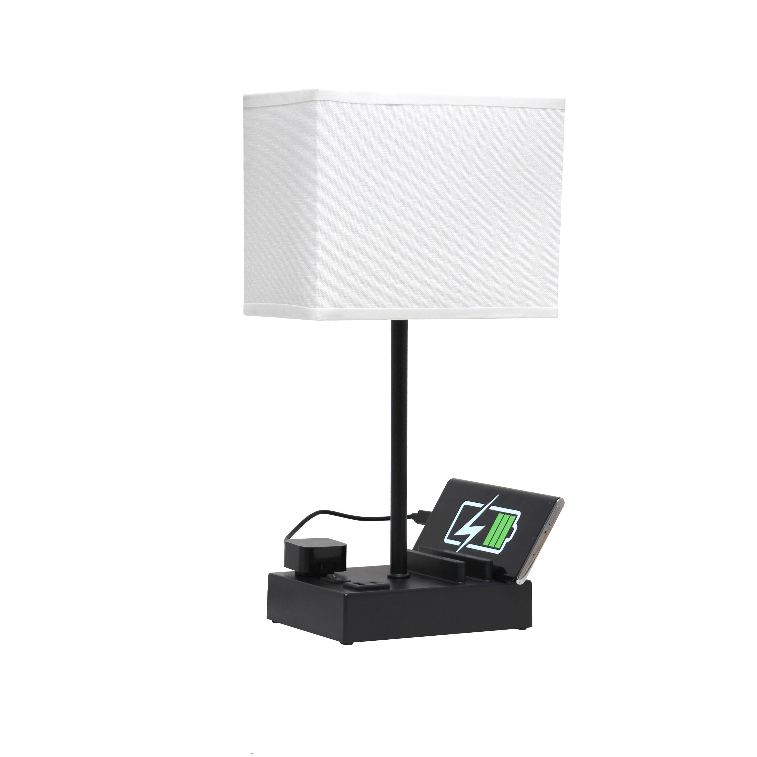 Simple Designs 15.3&#x22; Table Lamp with 2 USB Ports &#x26; Charging Outlet
