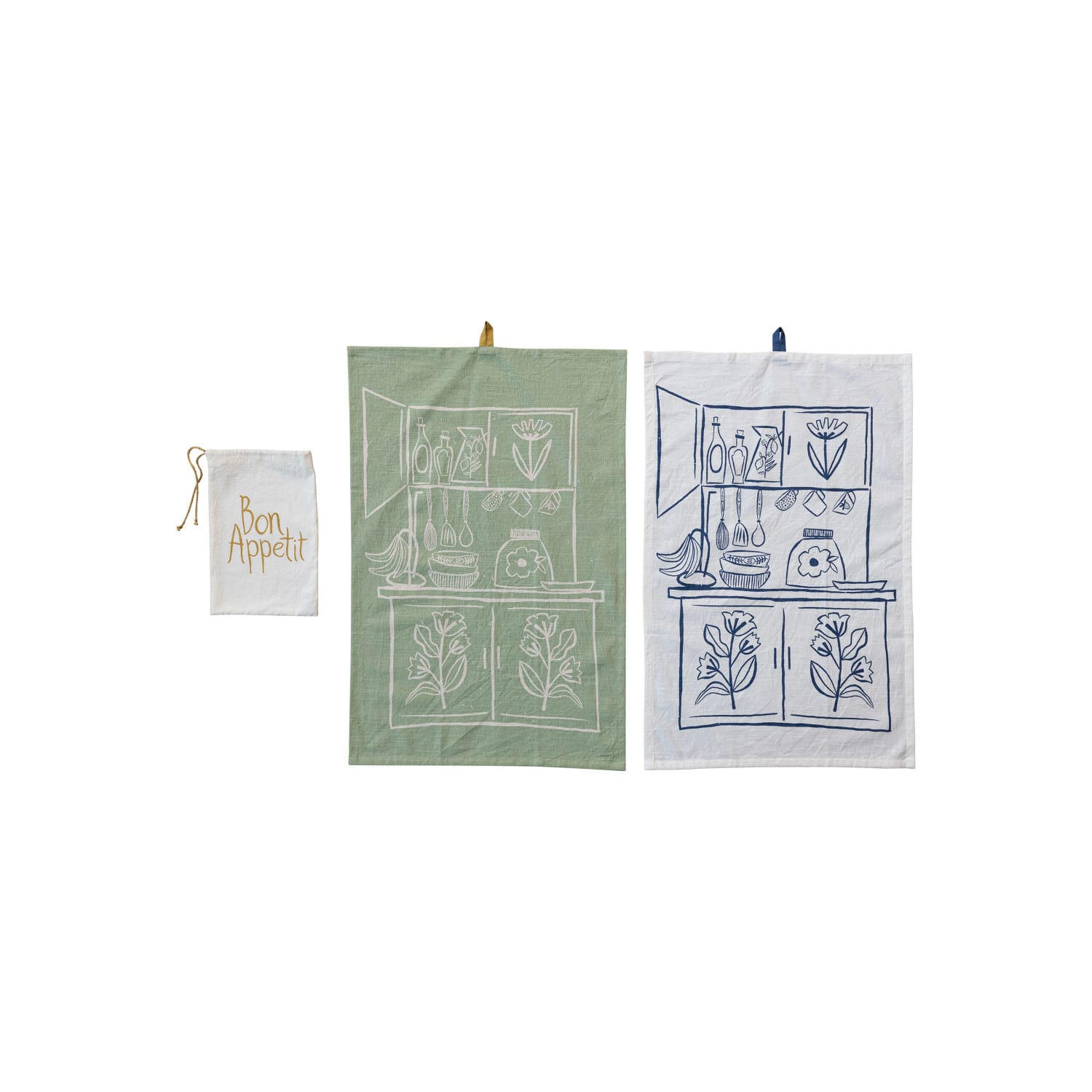 Hello Honey® Cream & Sage Kitchen-Themed Tea Towels, 2ct.