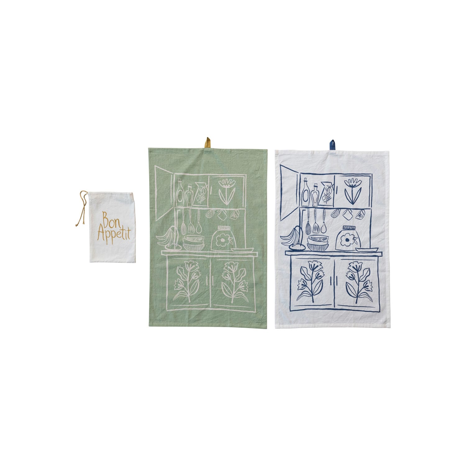 Cream &#x26; Sage Kitchen-Themed Tea Towels, 2ct.