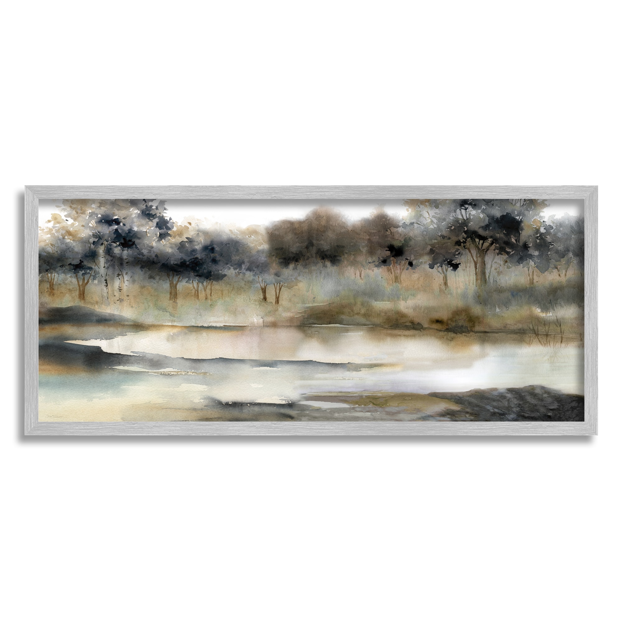 Stupell Industries Trees By Lakeside Landscape Framed Giclee Art