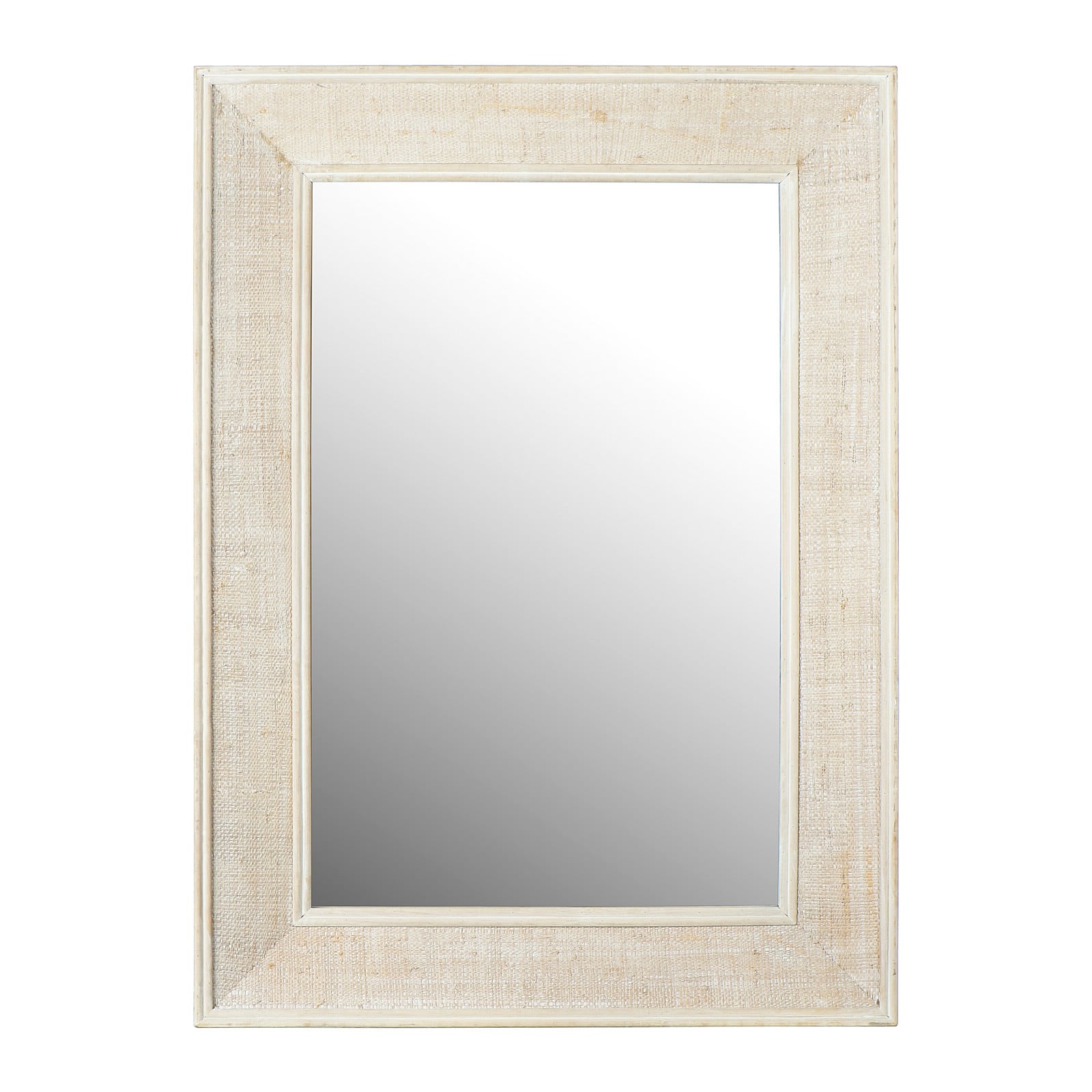 Hello Honey® 31" White Wash Rectangle Wall Mirror with Rattan Detail