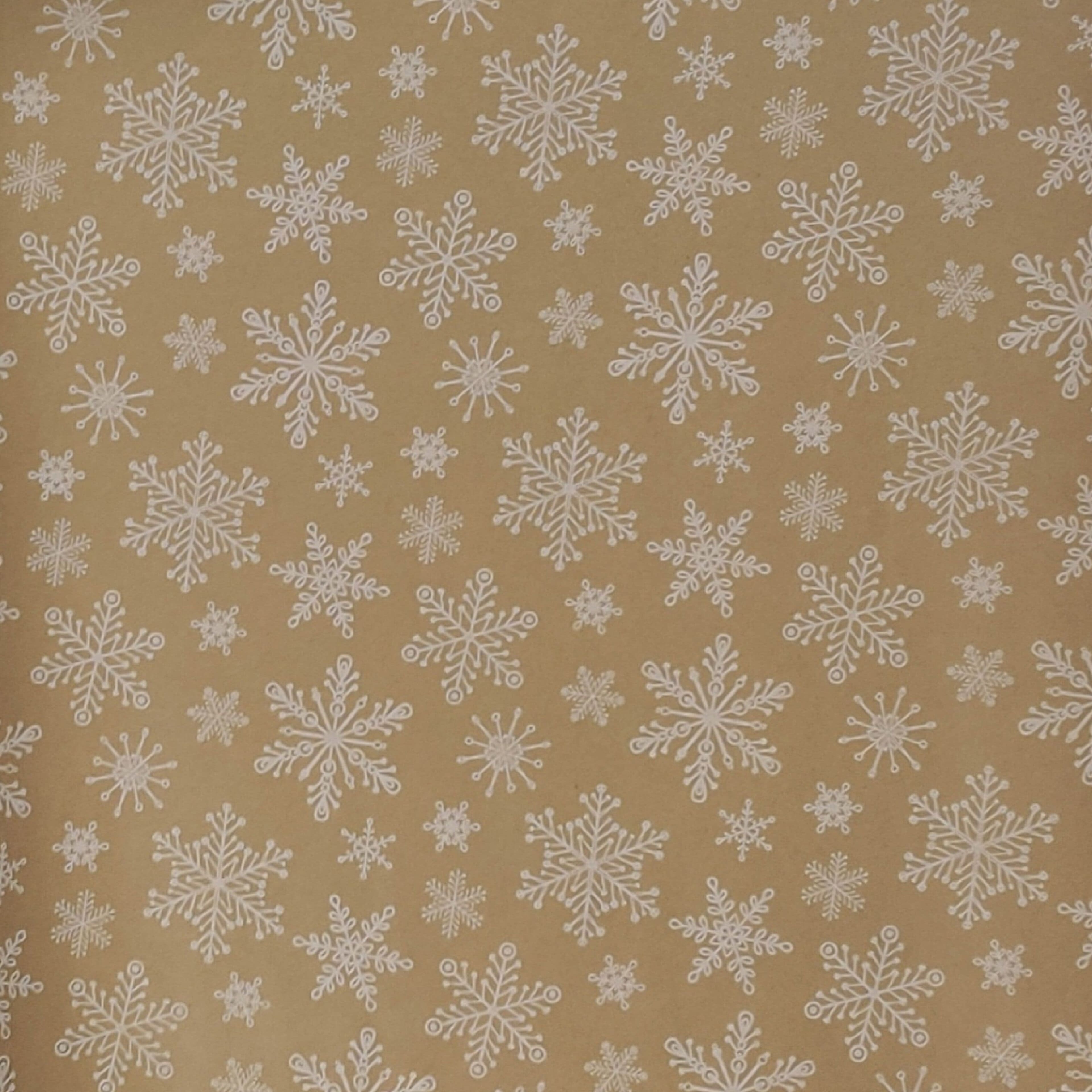 Kraft with White Snowflakes Premium Gift Wrap by Celebrate It™