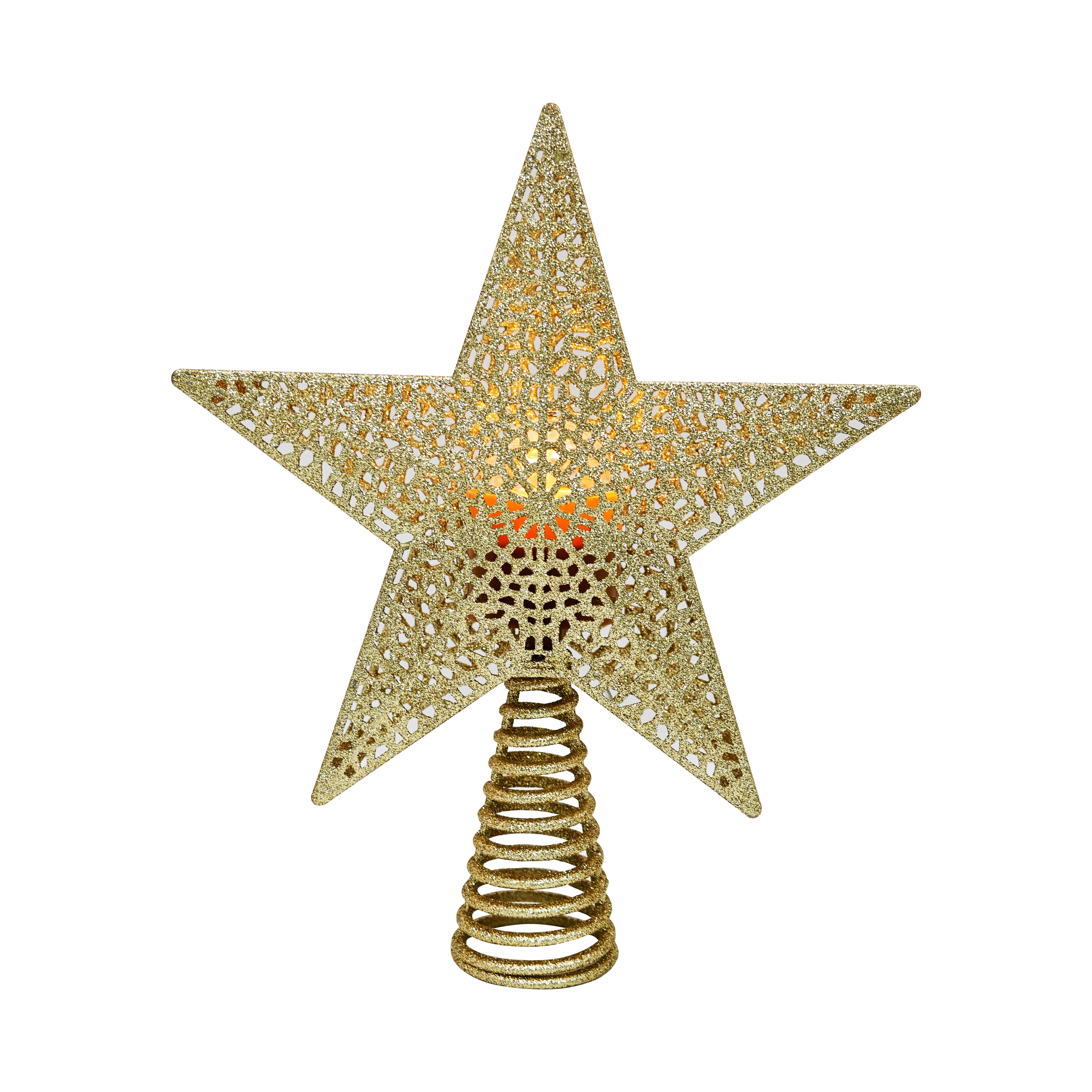 9.5&#x22; Gold Glitter Star Lighted Projection Tree Topper by Ashland&#xAE;