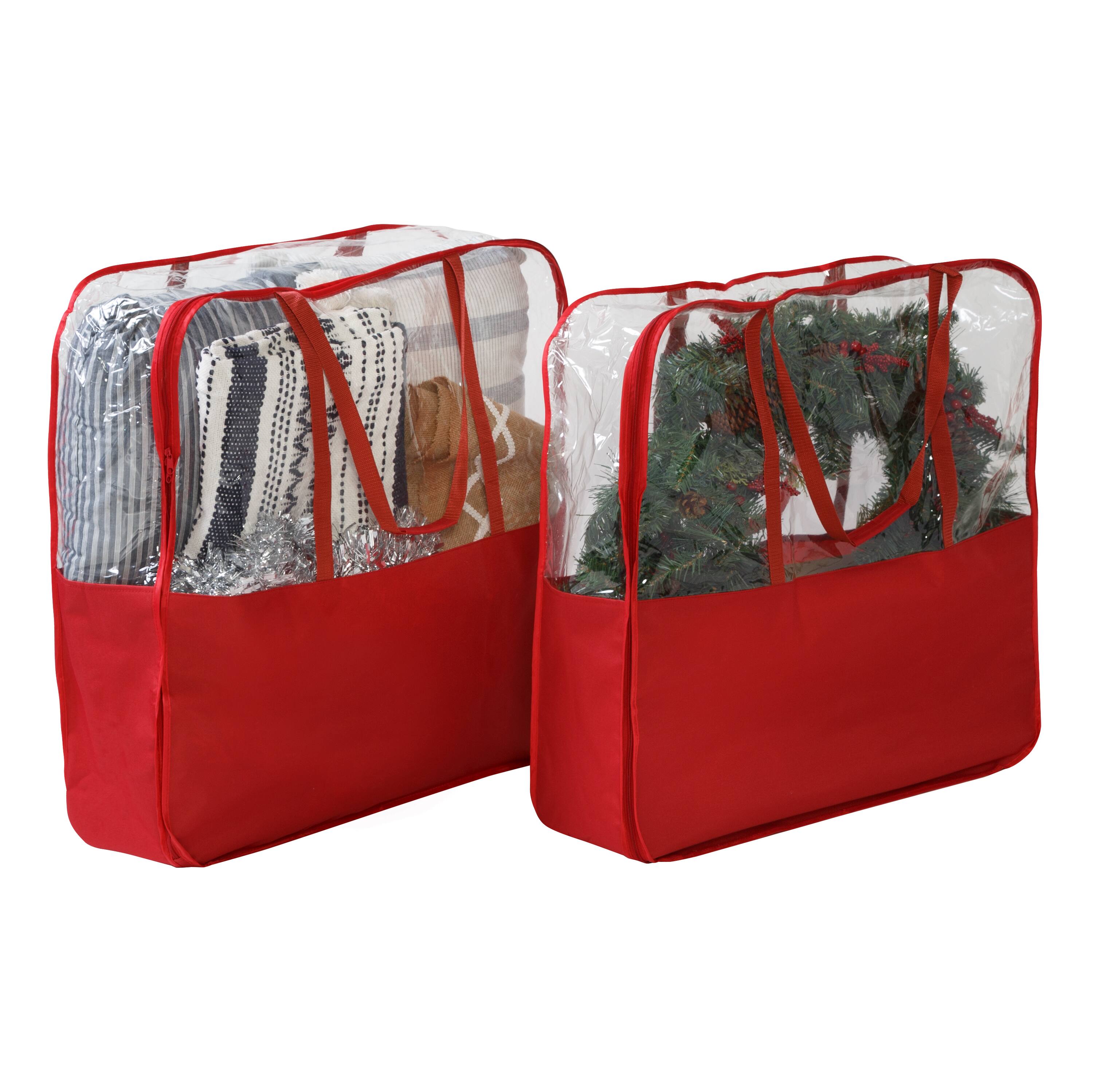 Honey Can Do 30" Red Clear-View Christmas Storage Bags with Handles, 2ct.