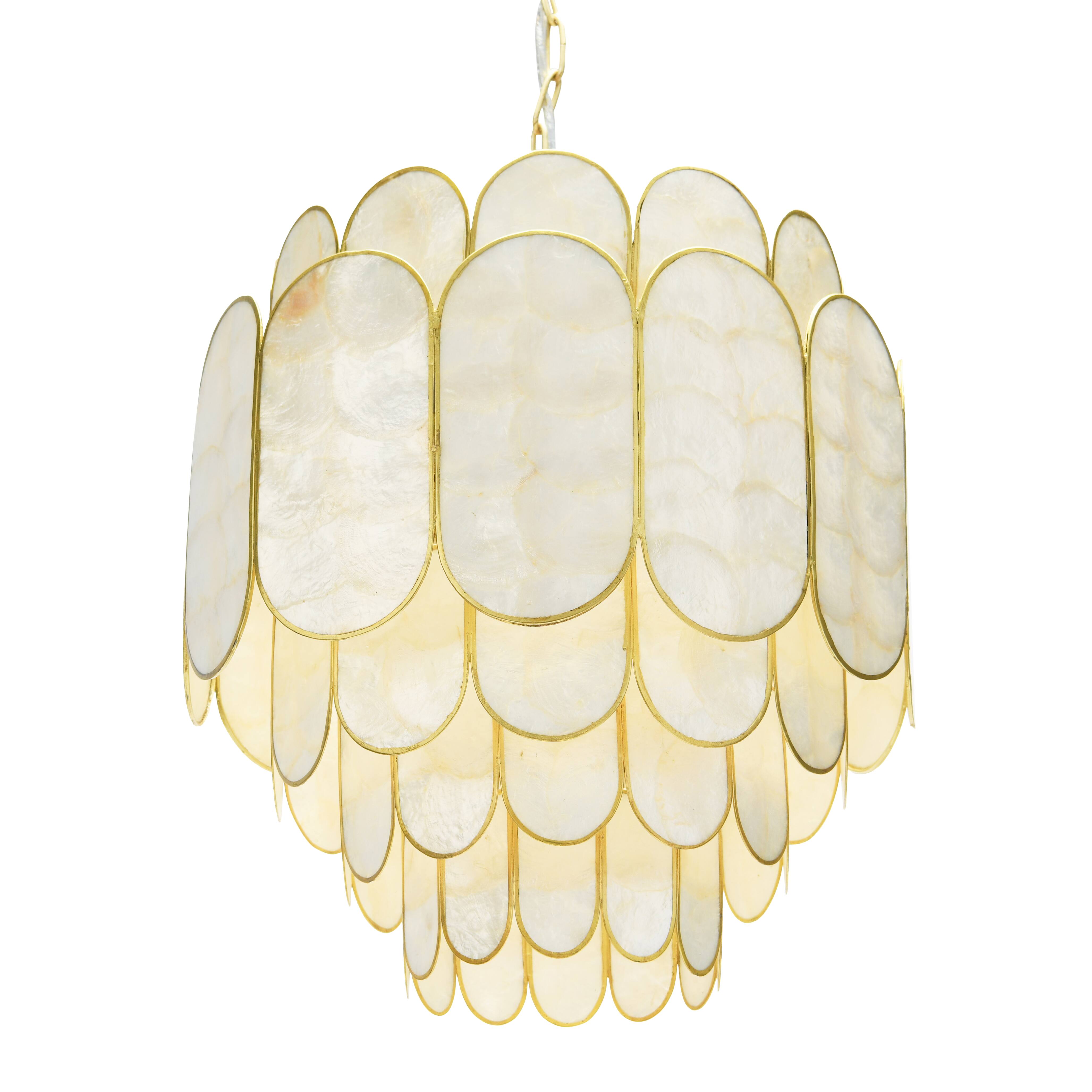 Hello Honey&#xAE; 17.5&#x22; 4-Tier Capiz and Metal Chandelier
