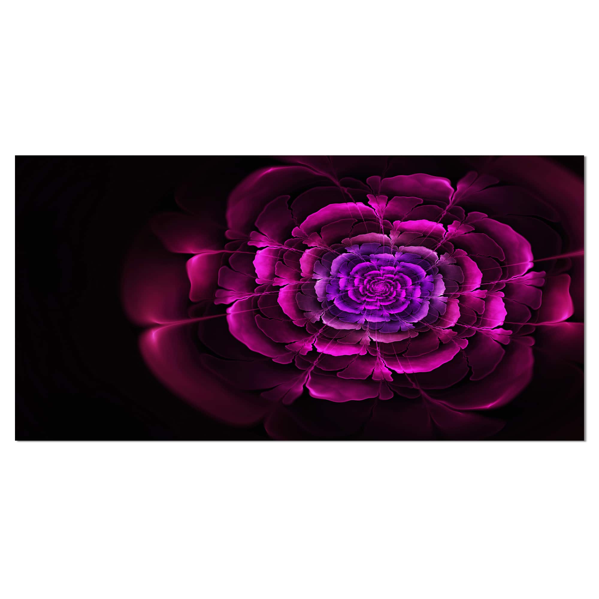 Designart - Fractal Purple Rose in Dark - Floral Canvas Art print