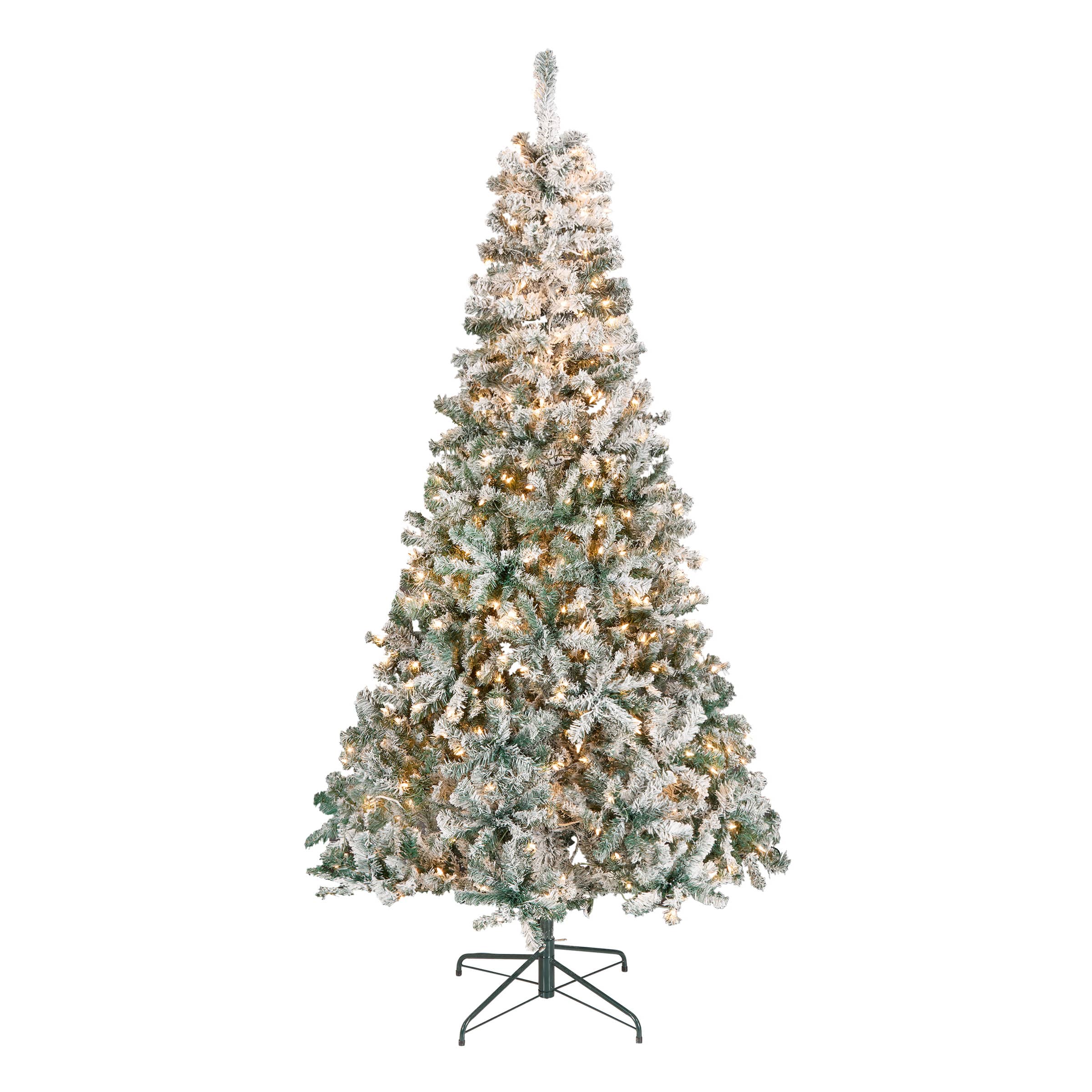 7.5ft Pre-Lit Acacia Flocked Artificial Christmas Tree, Clear Lights