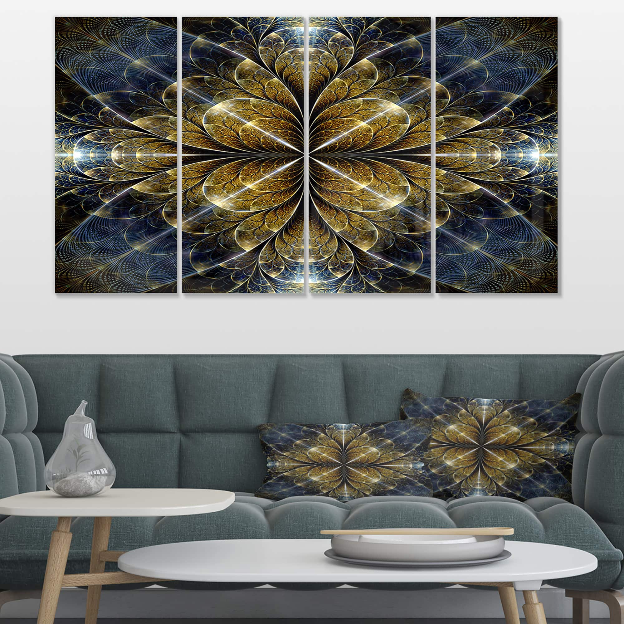 Designart - Digital Gold Fractal Flower Pattern