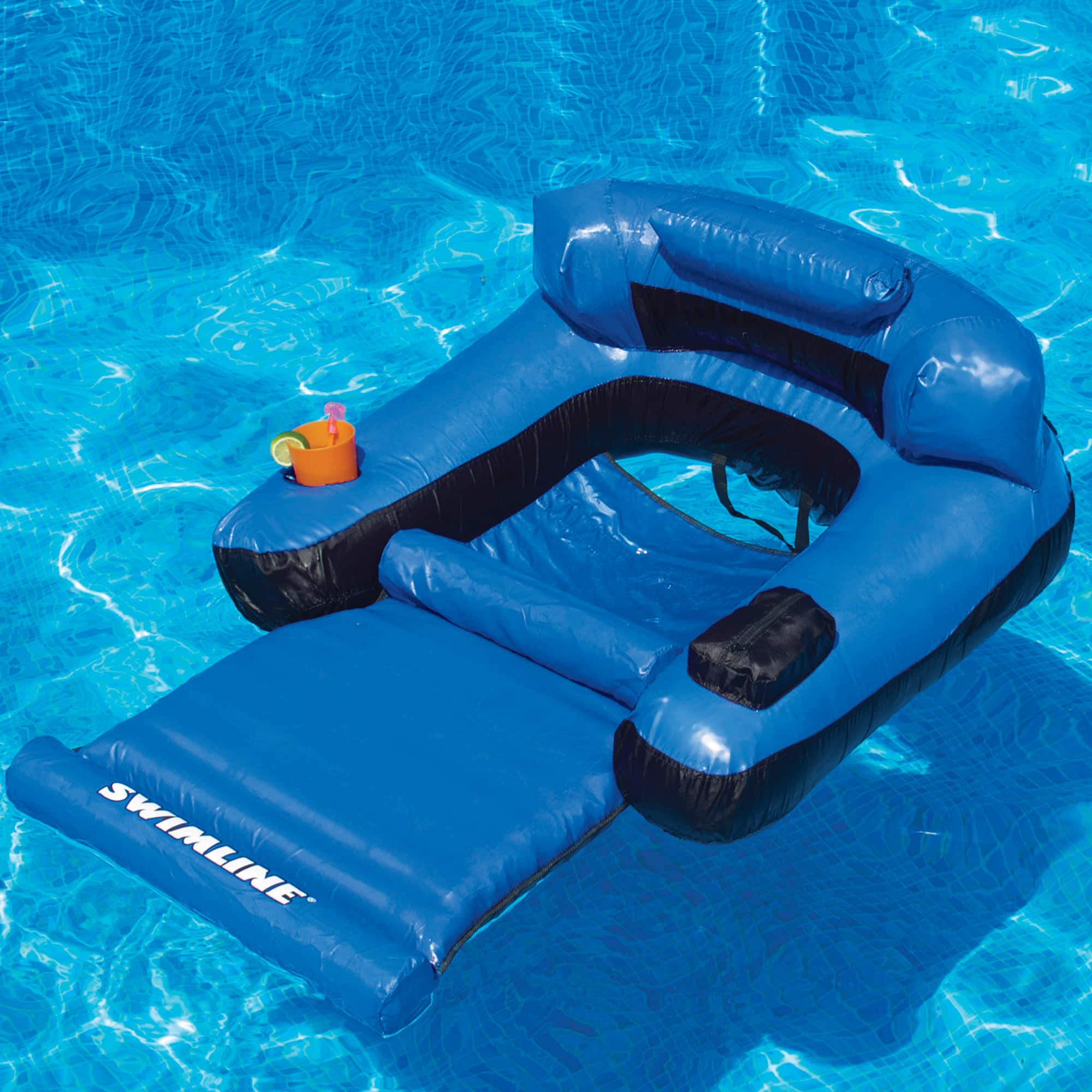 Swimline 4.5ft. Inflatable Blue &#x26; Black Ultimate Swimming Pool Chair Lounger