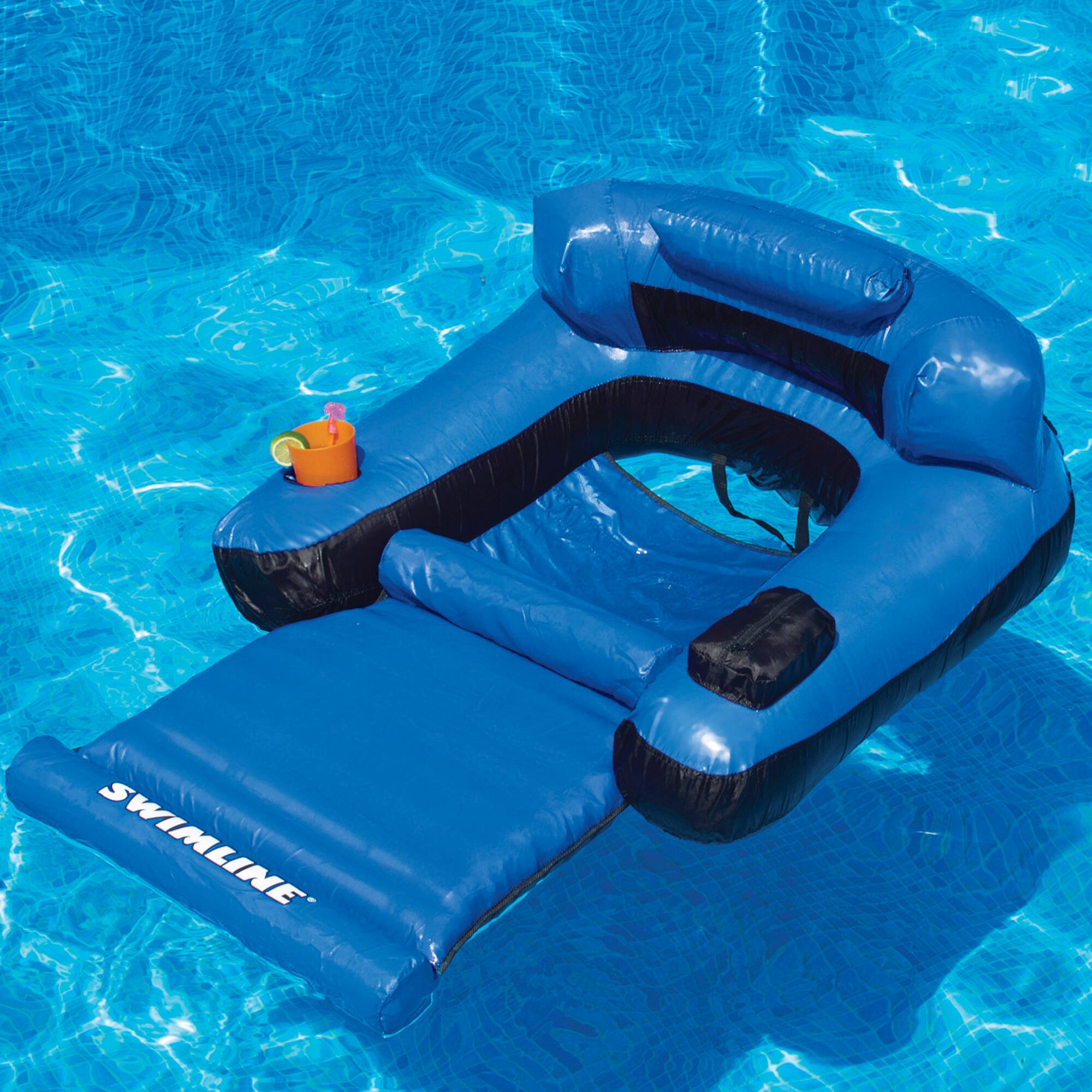 Swimline 4.5ft. Inflatable Blue & Black Ultimate Swimming Pool Chair Lounger