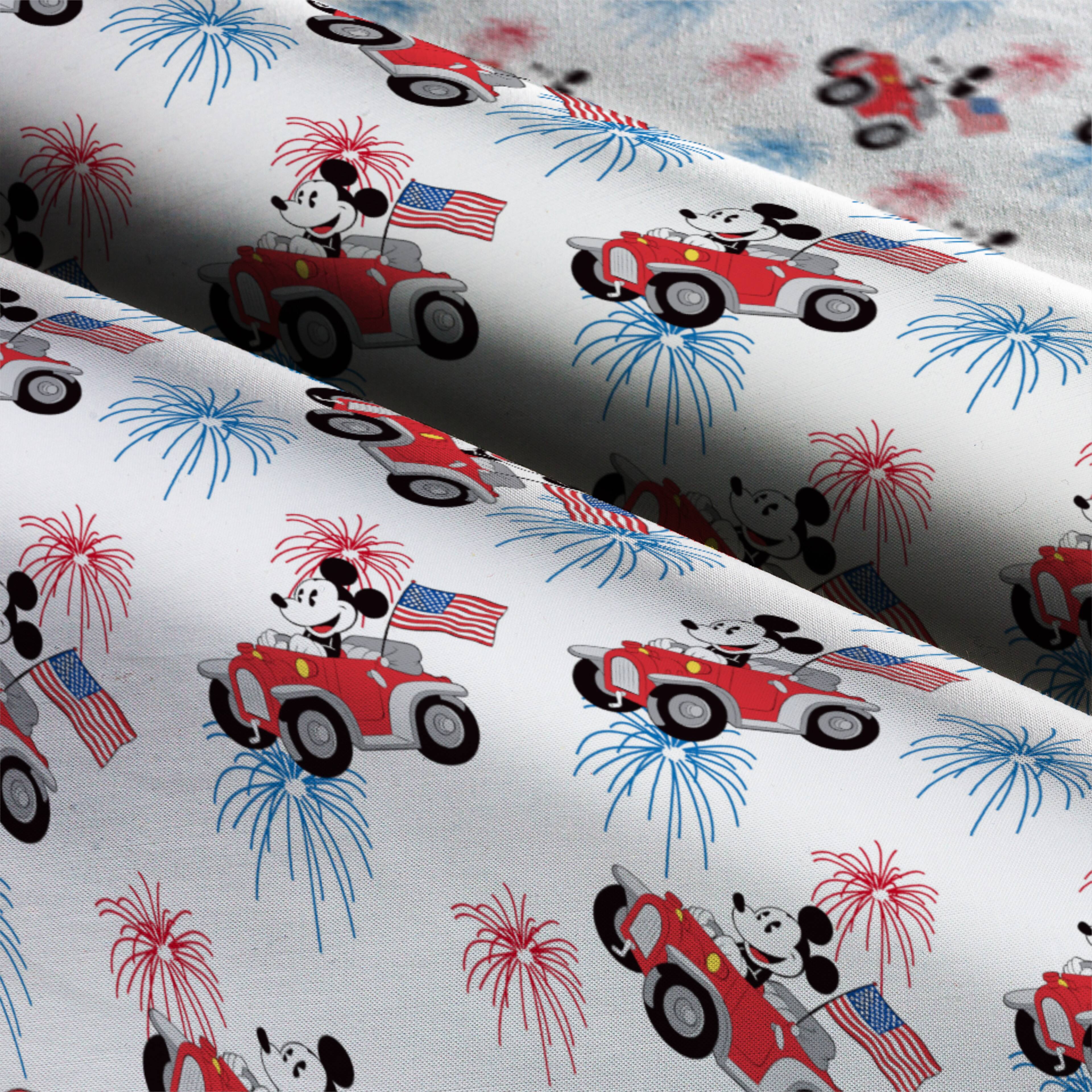 Disney® Patriotic Mickey Mouse in a Car Cotton Fabric