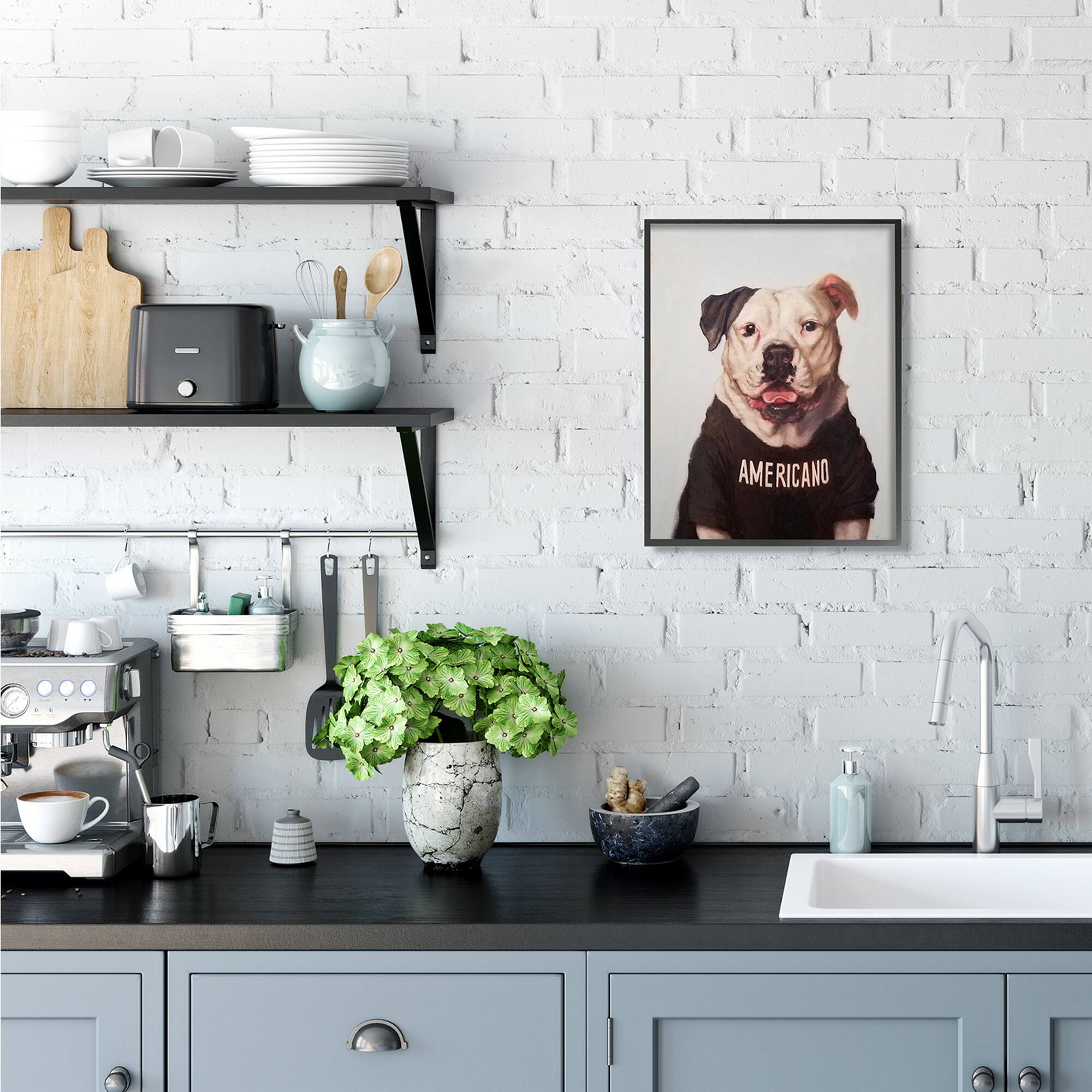 Stupell Industries Americano American Bulldog Black Framed Wall Art