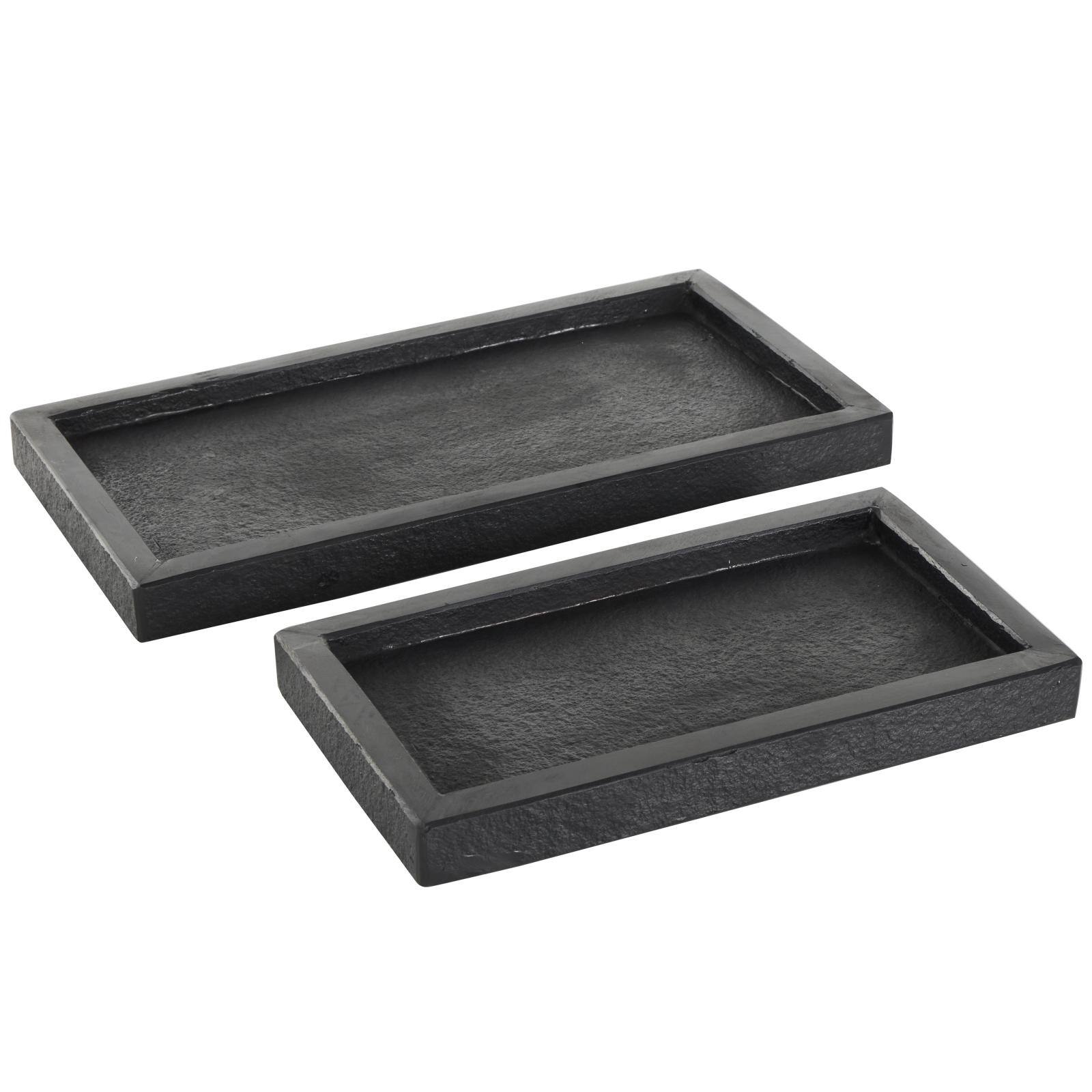 Black Marble Minimalistic Slim Textured Trays, 2ct.