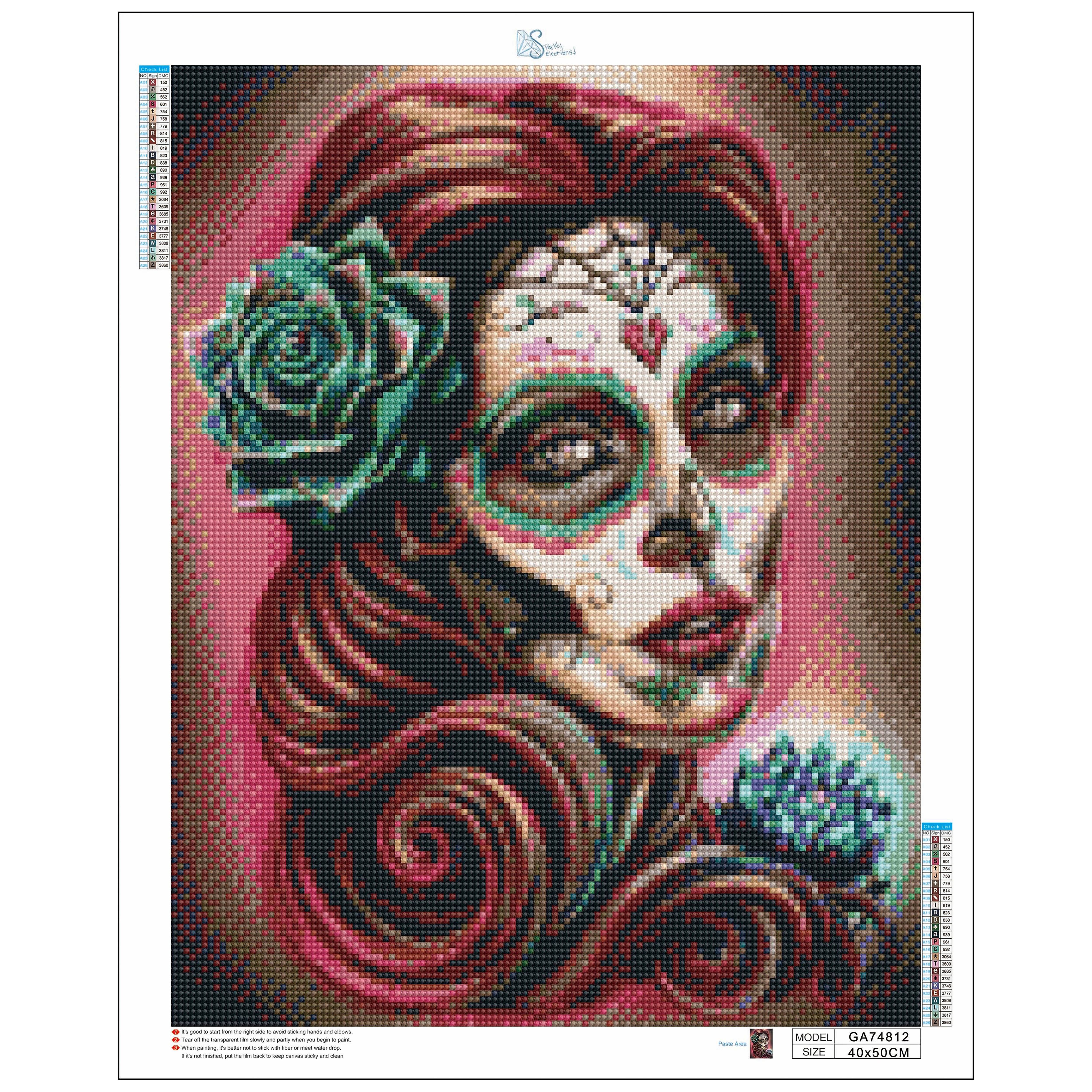 Sparkly Selections Day of the Dead Woman Diamond Painting Kit, Square Diamonds