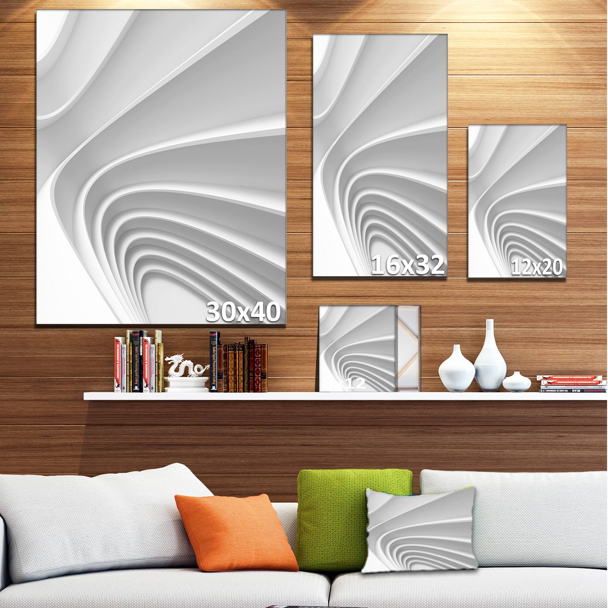 Designart - Fractal Bulgy Layered 3D Waves - Abstract Canvas Art Print