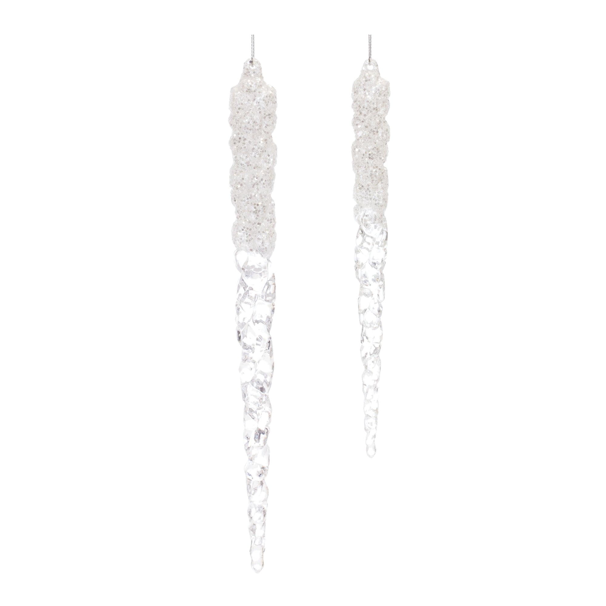 24ct. Clear Glitter Acrylic Icicle Drop Ornaments