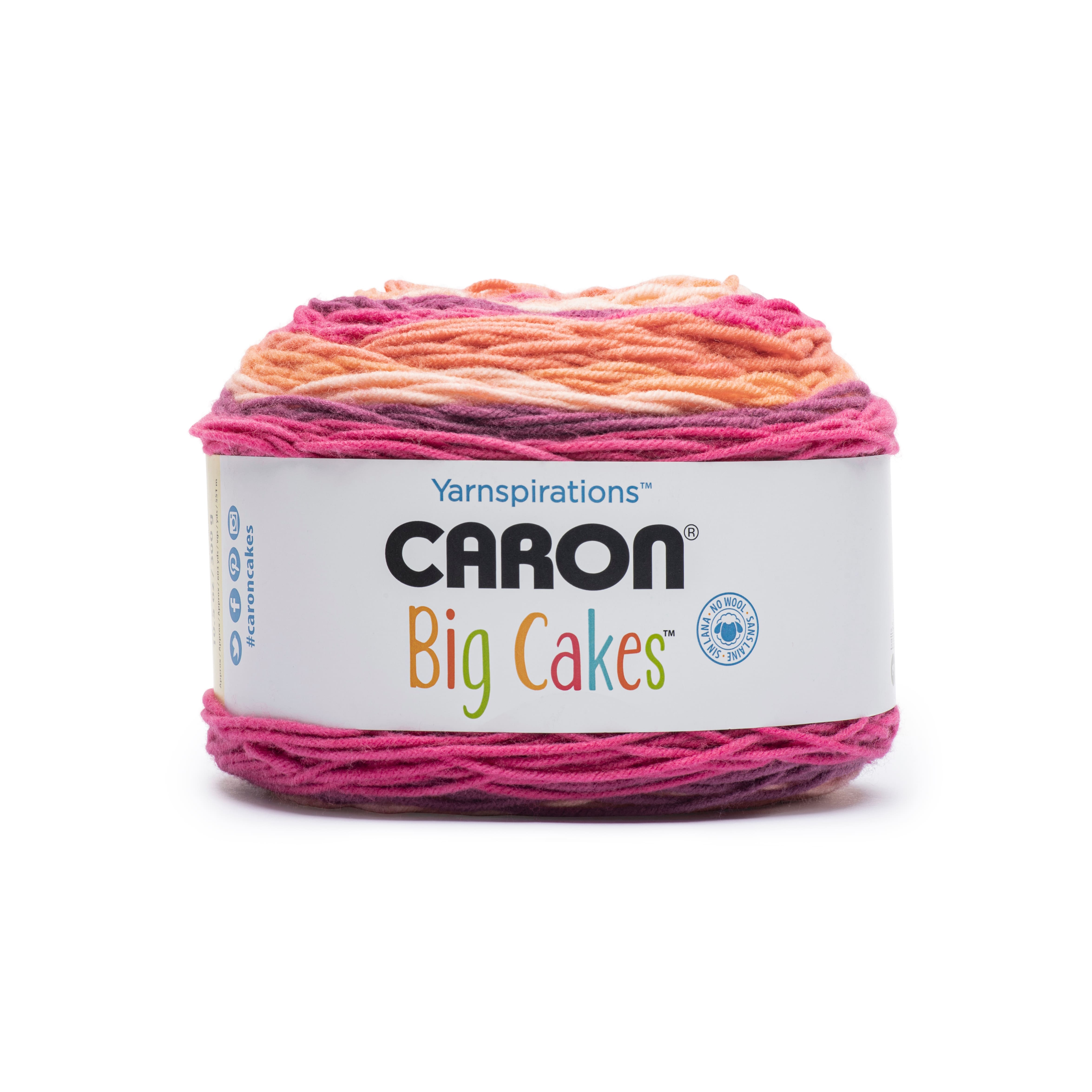  Big Cakes Yarn by Caron - Multicolor Yarn for Knitting,  Crochet, Weaving, Arts & Crafts - Toffee Brickle, Bulk 12 Pack