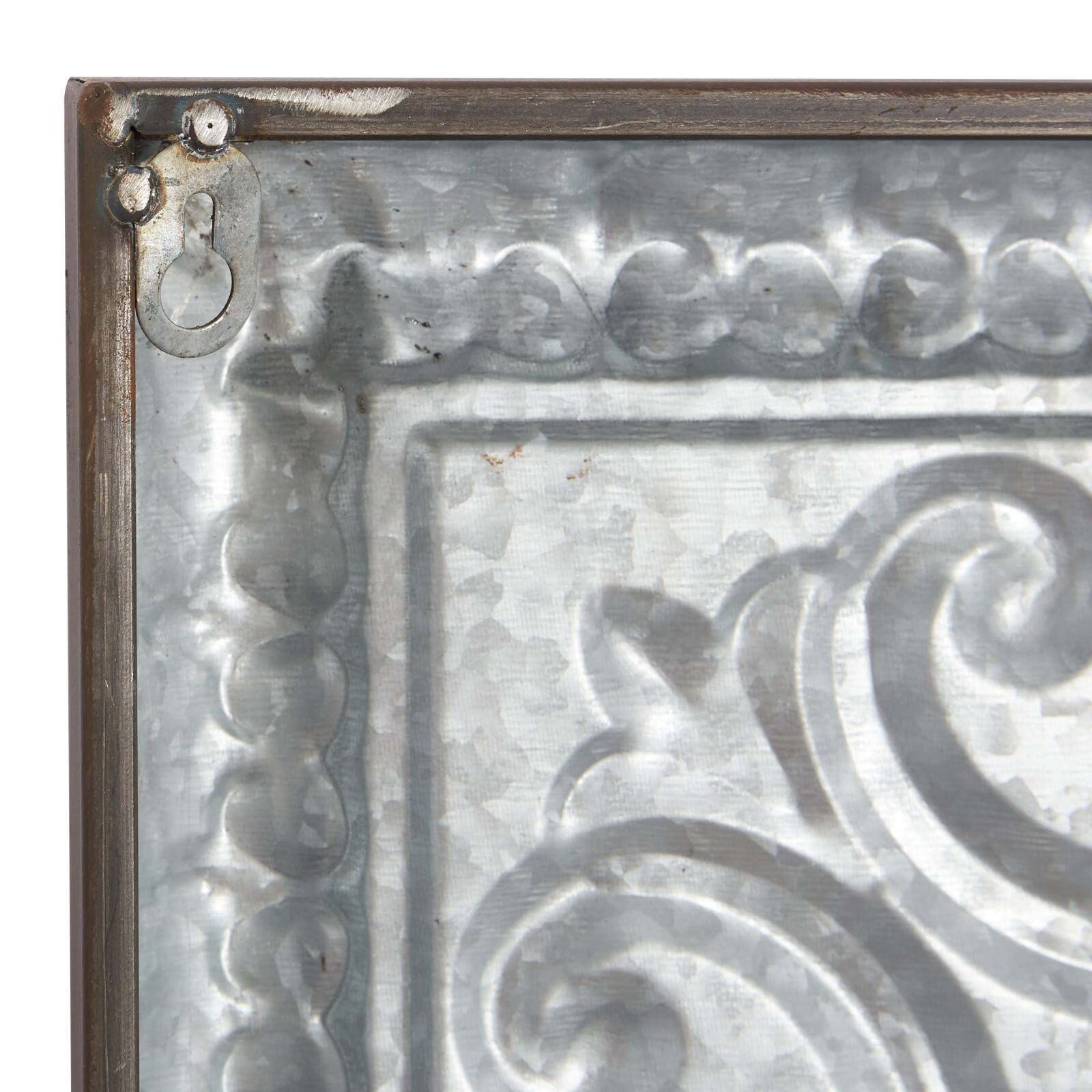 36&#x22; Gray Metal Rustic Floral Wall D&#xE9;cor