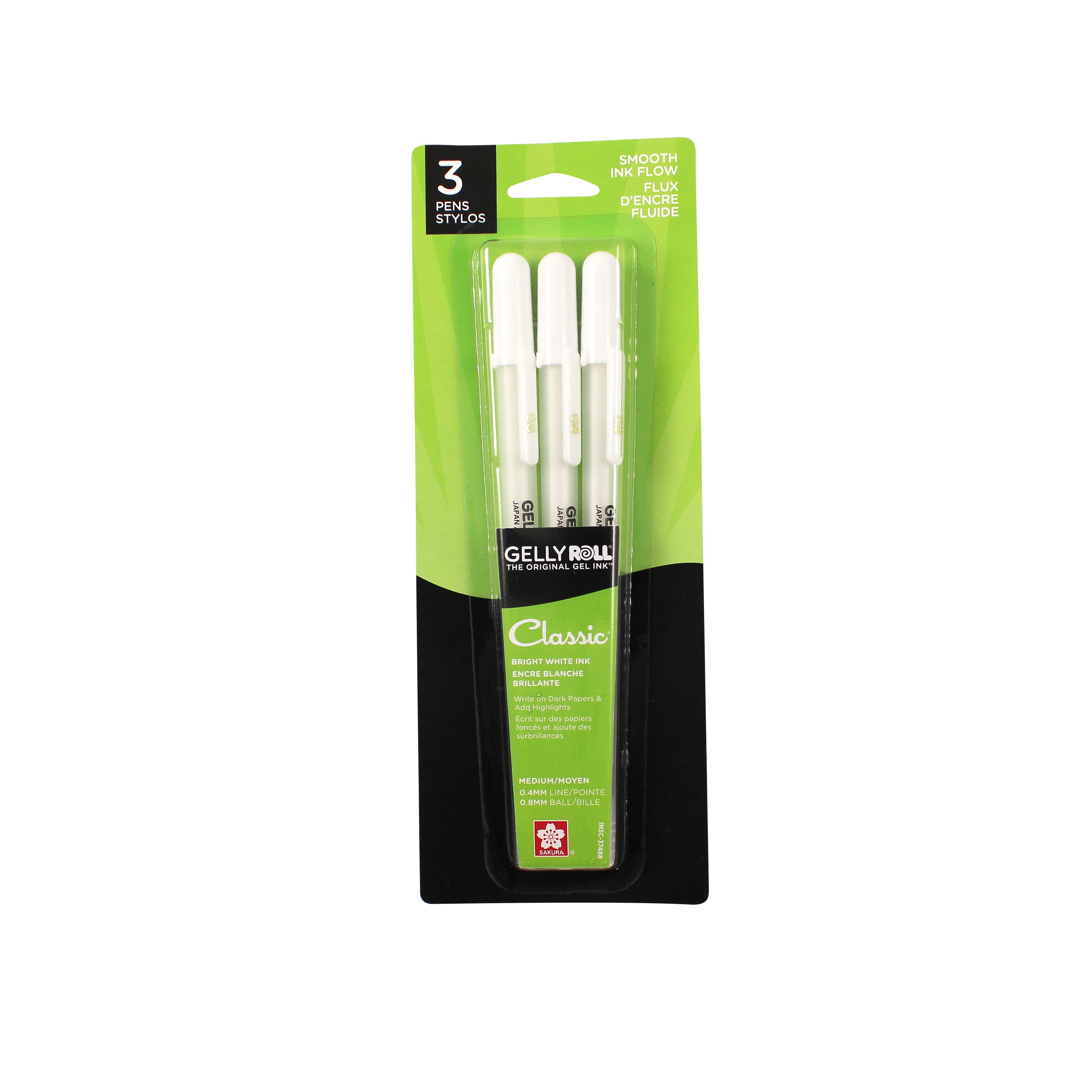Gelly Roll&#xAE; Classic&#xAE; 08 Medium Bright White Ink Pens, 3ct.