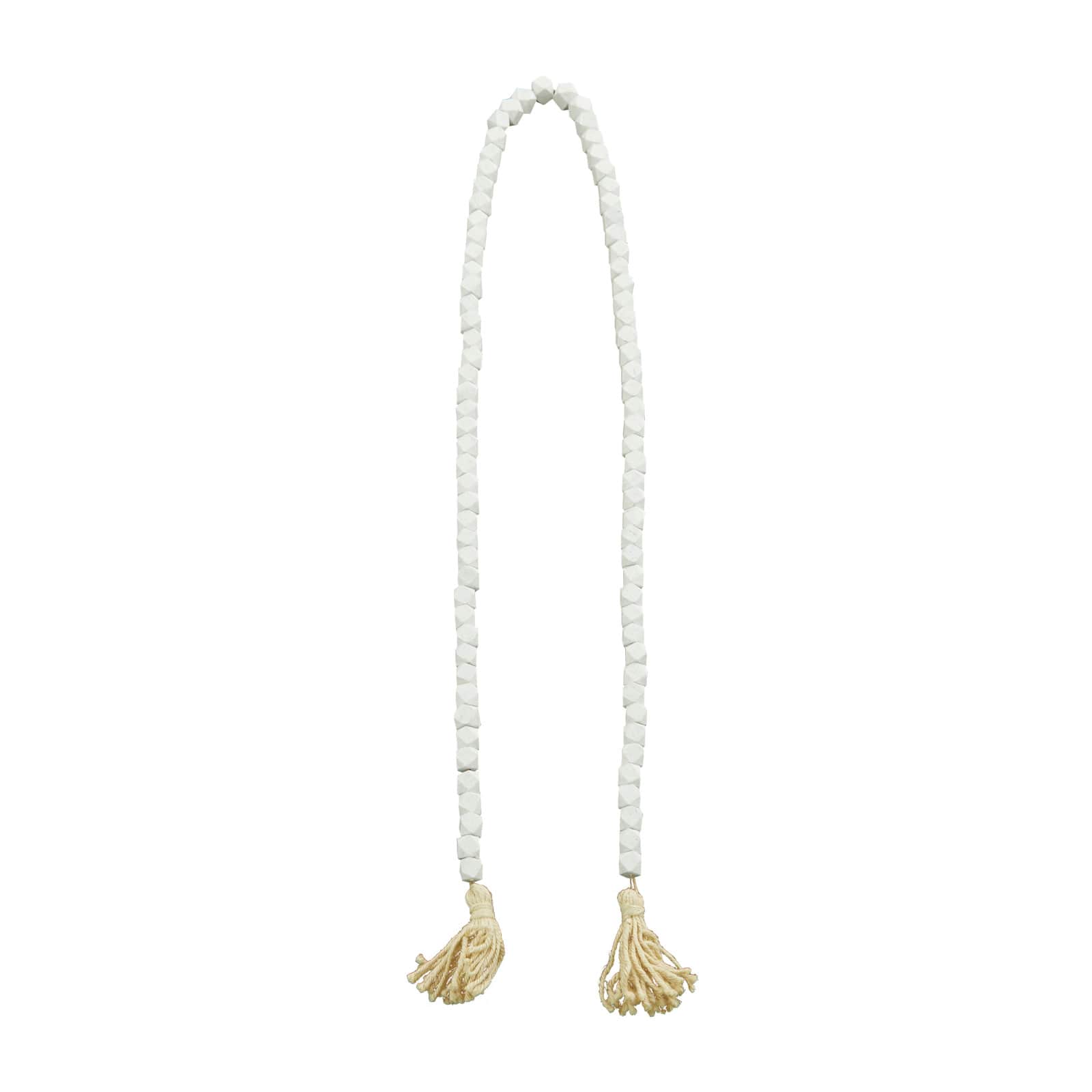 80" Bohemian Mango Wood Beads with Tassels Garland